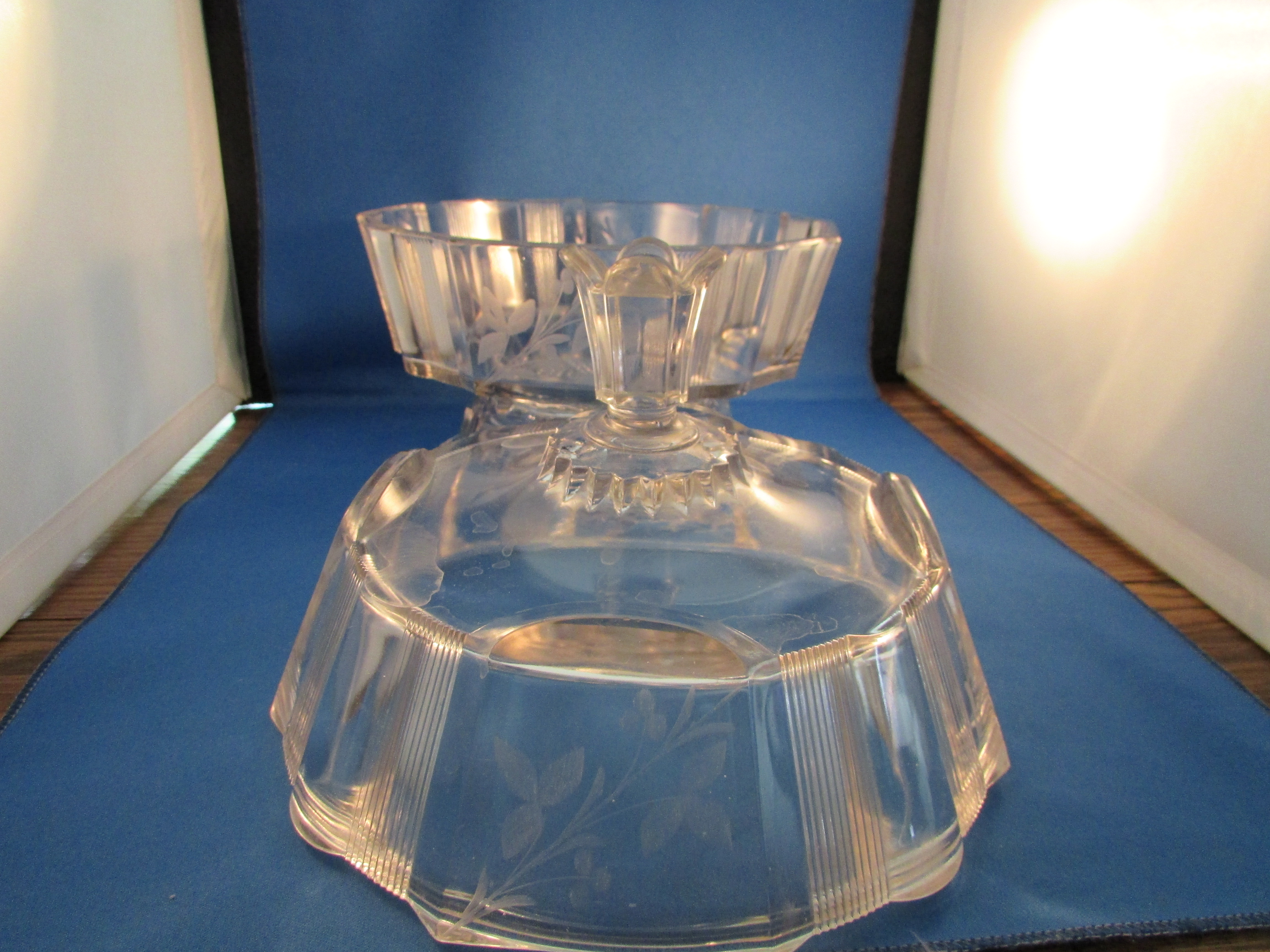 Clear Ribbon Footed Covered Dish