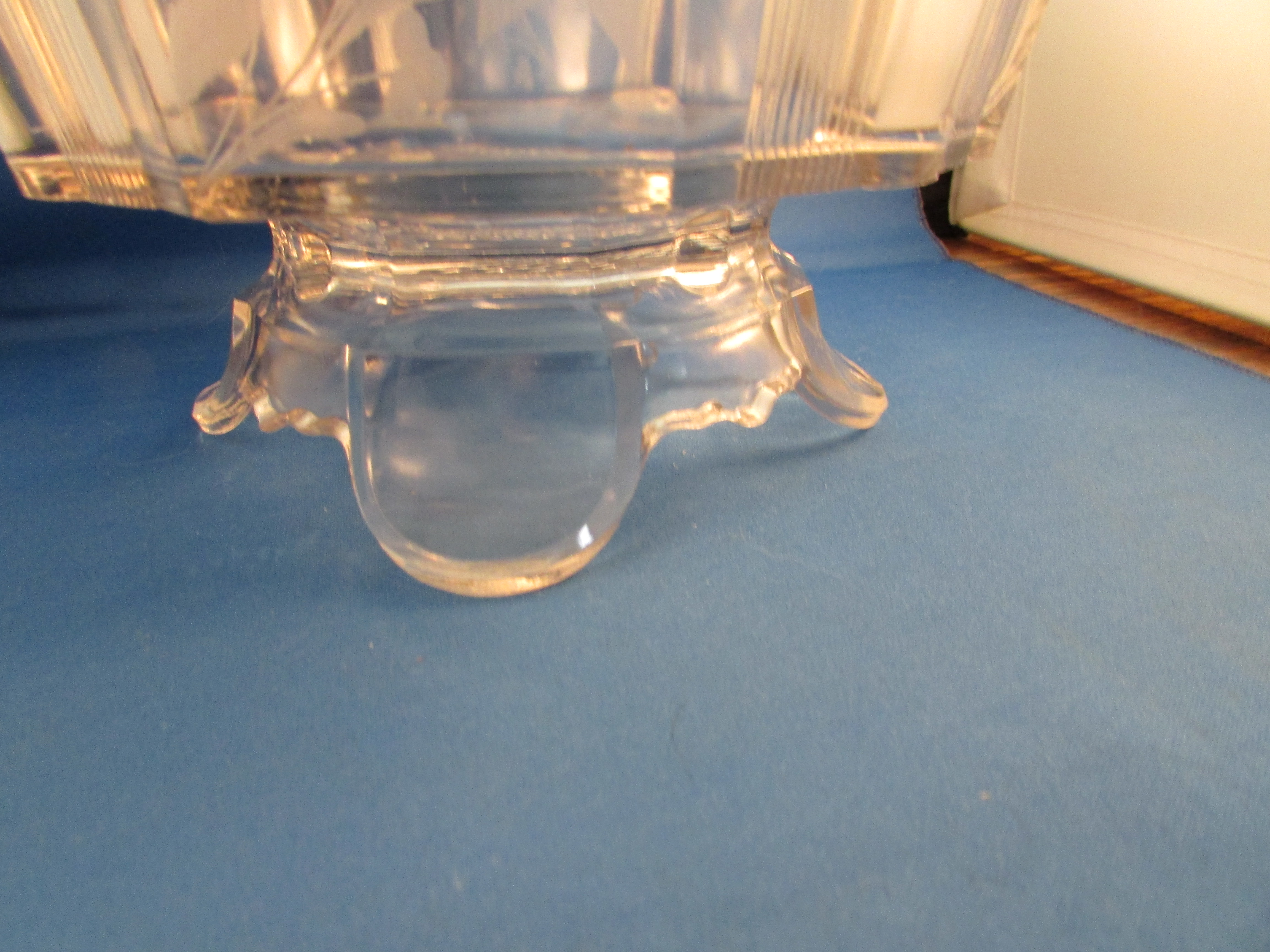 Clear Ribbon Footed Covered Dish