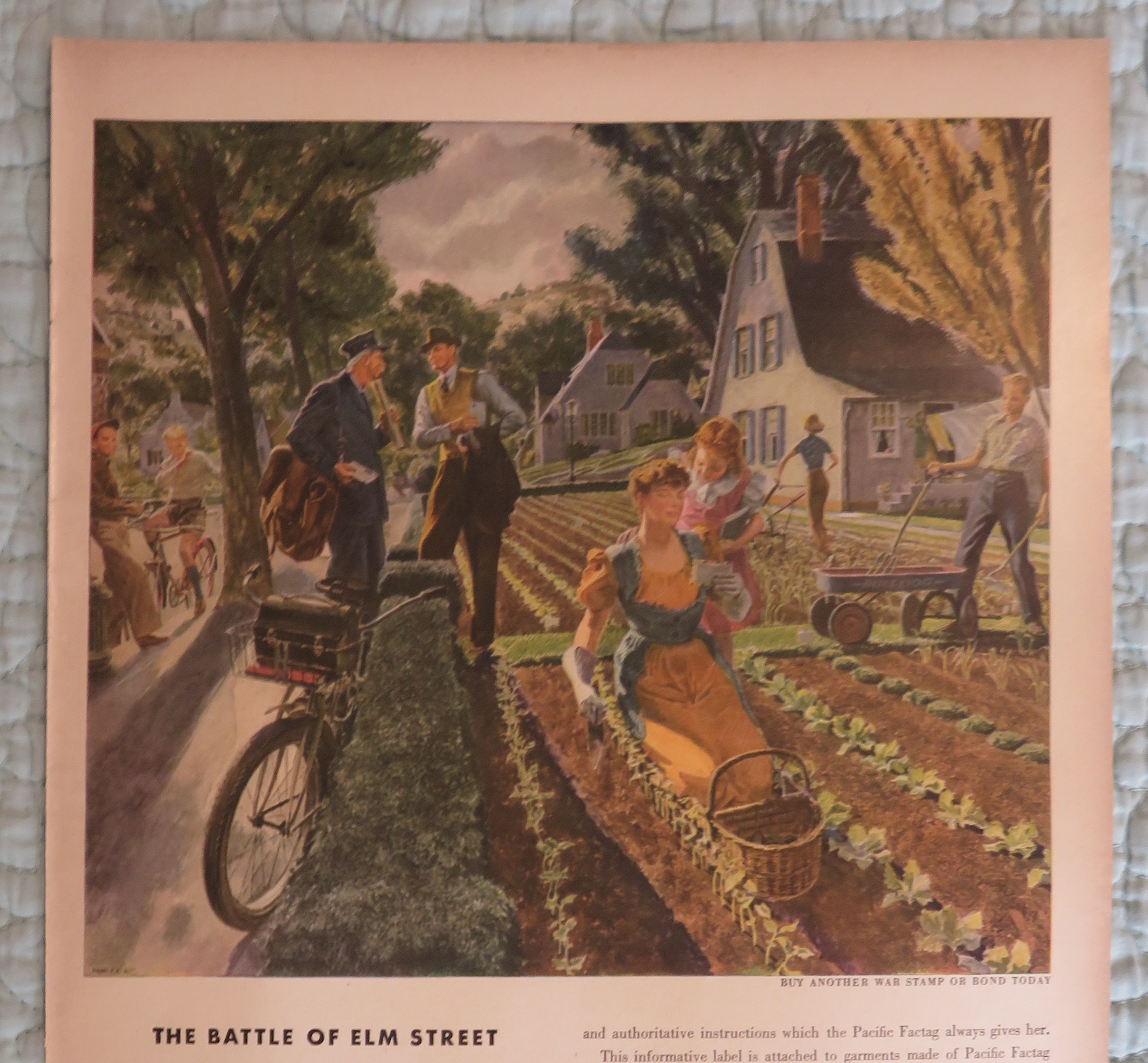 1943 Pacific Factag Fabrics with Woman In Garden