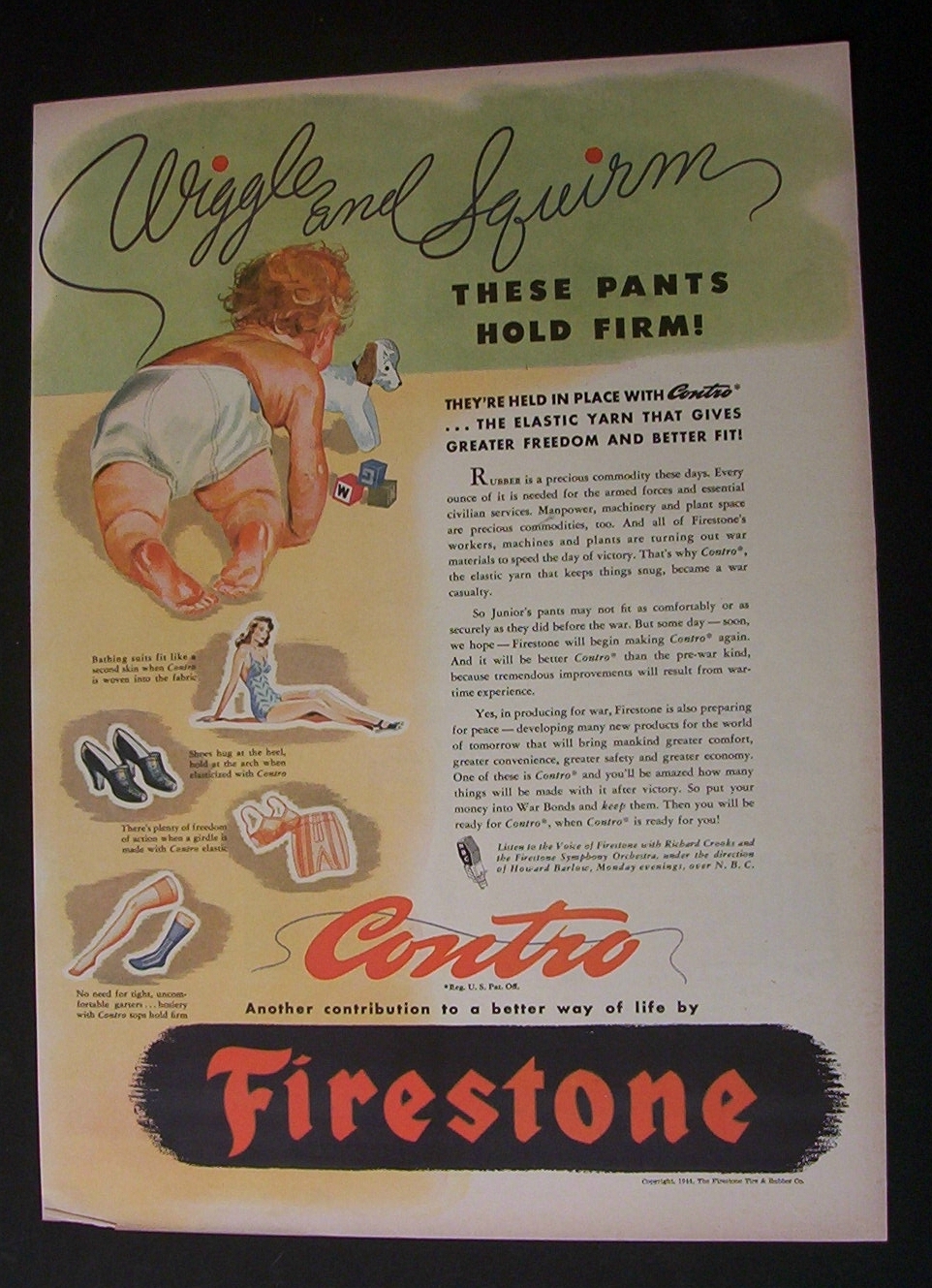 1944 Dual Ad: All American Cigarettes & Firestone
