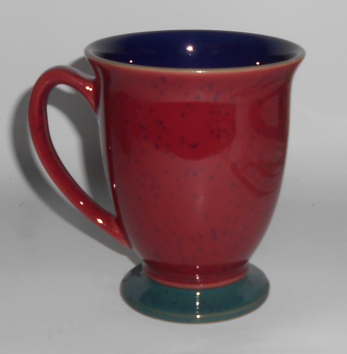 Denby Pottery Stoneware Harlequin Red/Blue/Green Footed