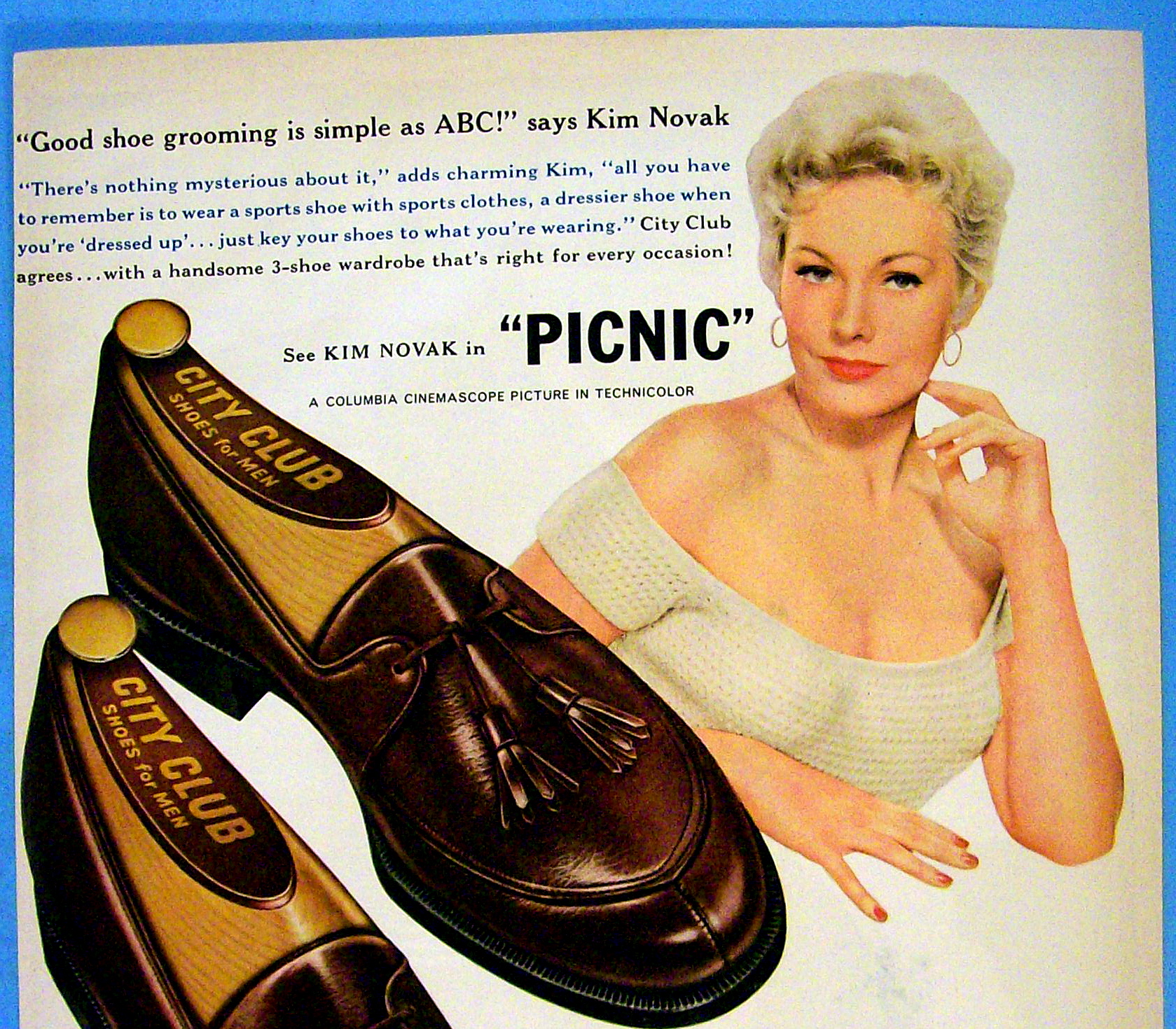 1955 City Club Shoes with Kim Novak