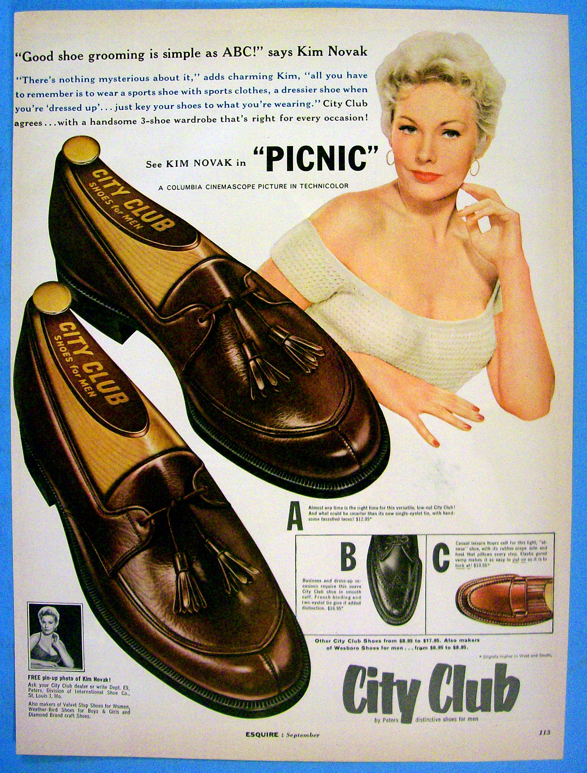 1955 City Club Shoes with Kim Novak