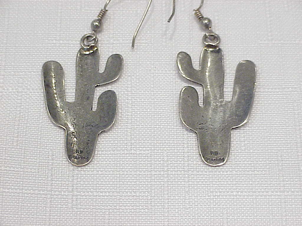 Native American Sterling Silver Cactus Pierced Earrings Signed Rd
