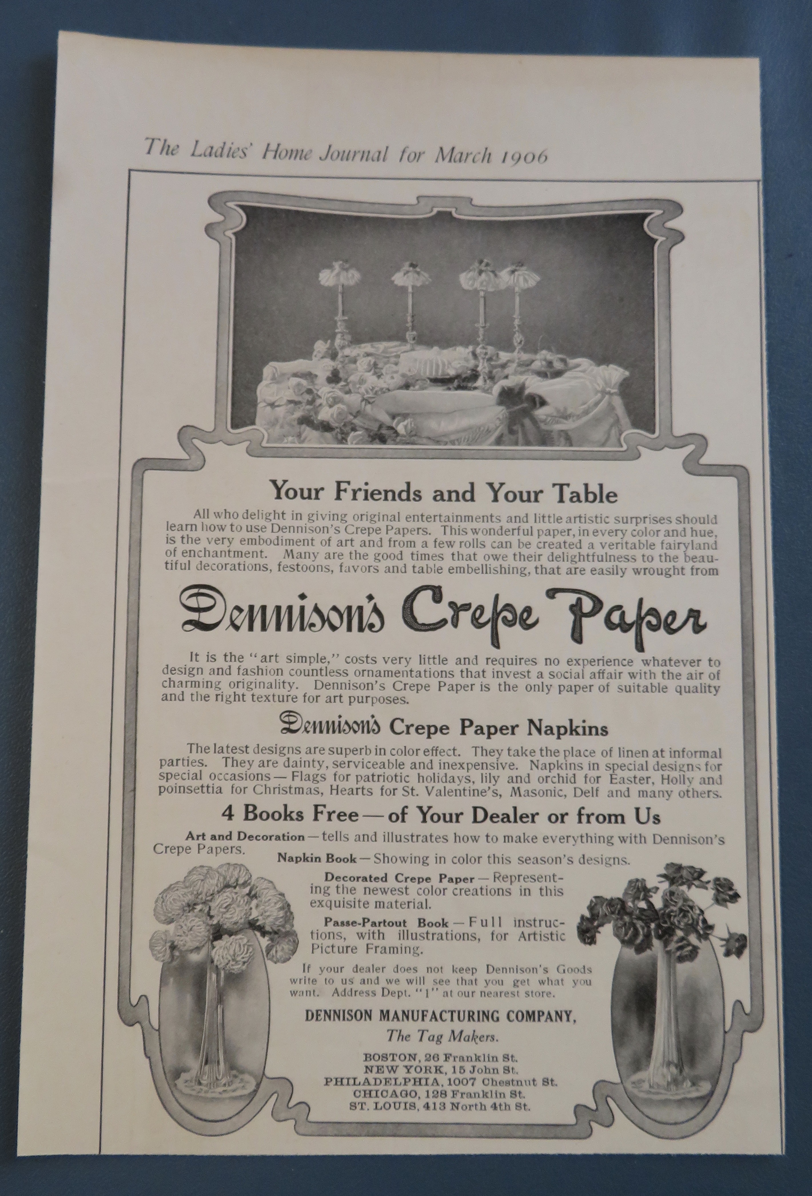 1906 Dennison's Crepe Paper with Decorated Table