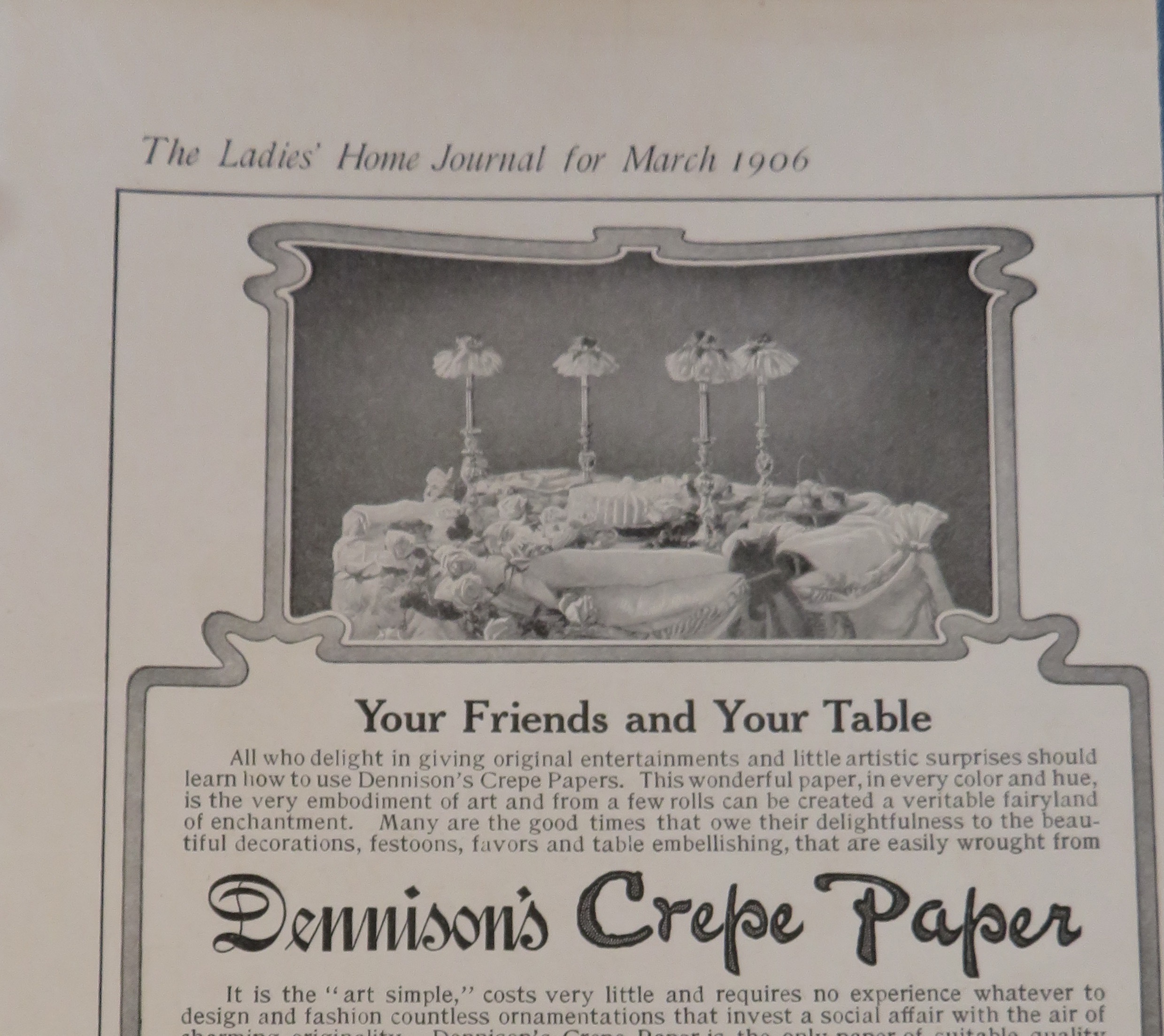 1906 Dennison's Crepe Paper with Decorated Table