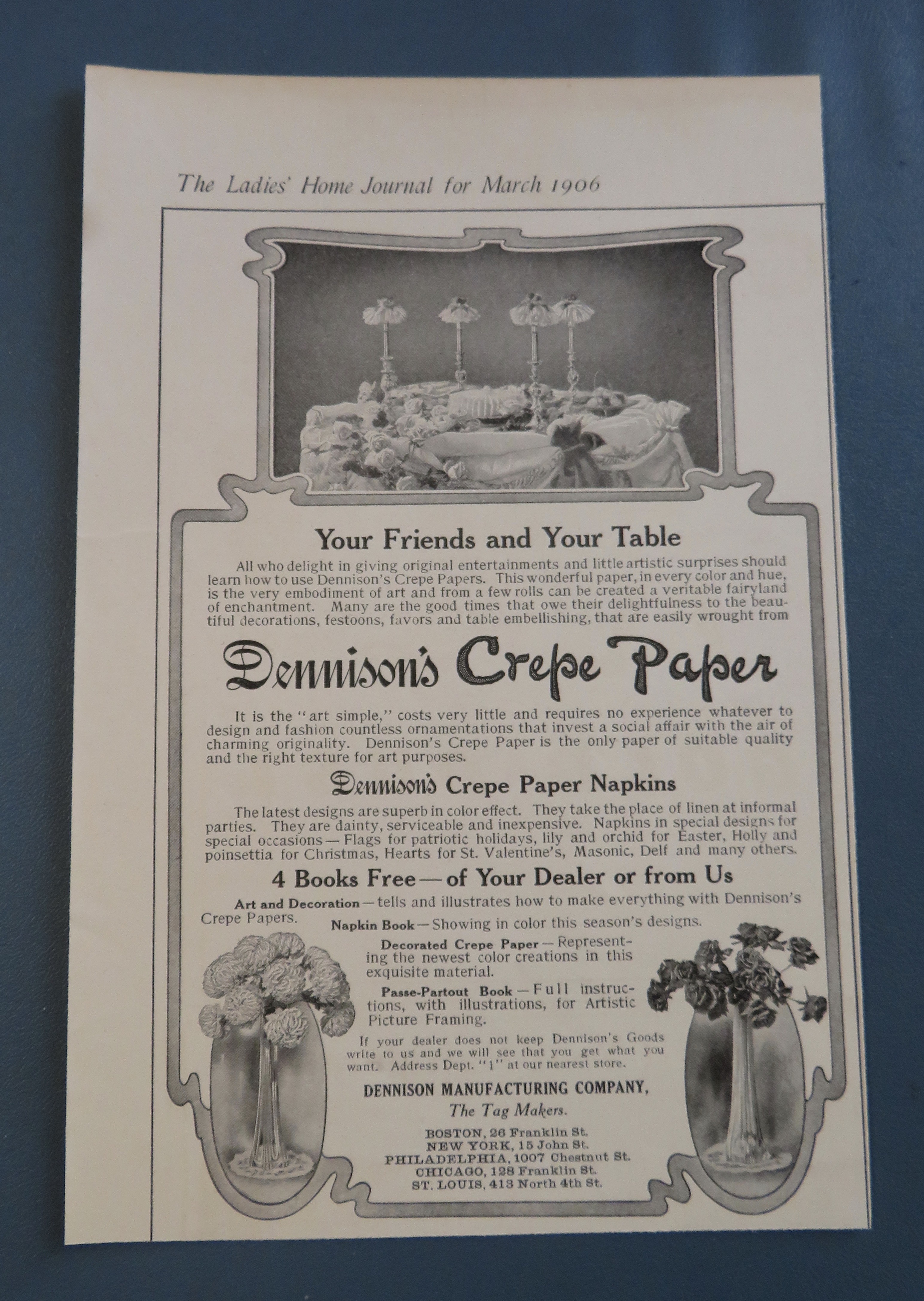 1906 Dennison's Crepe Paper with Decorated Table