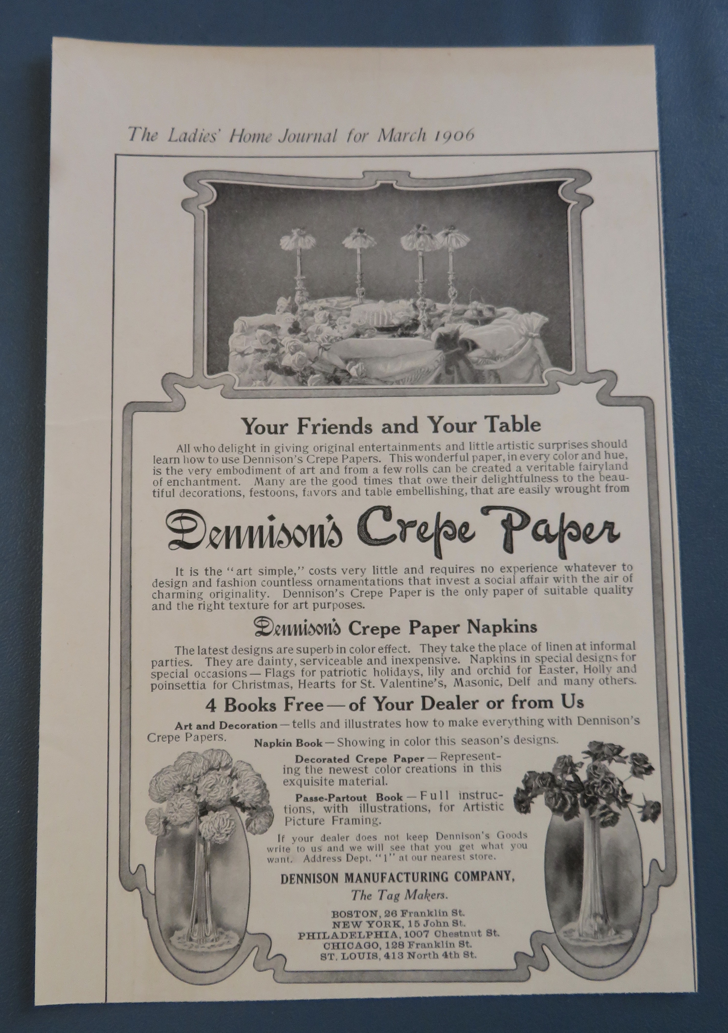 1906 Dennison's Crepe Paper with Decorated Table