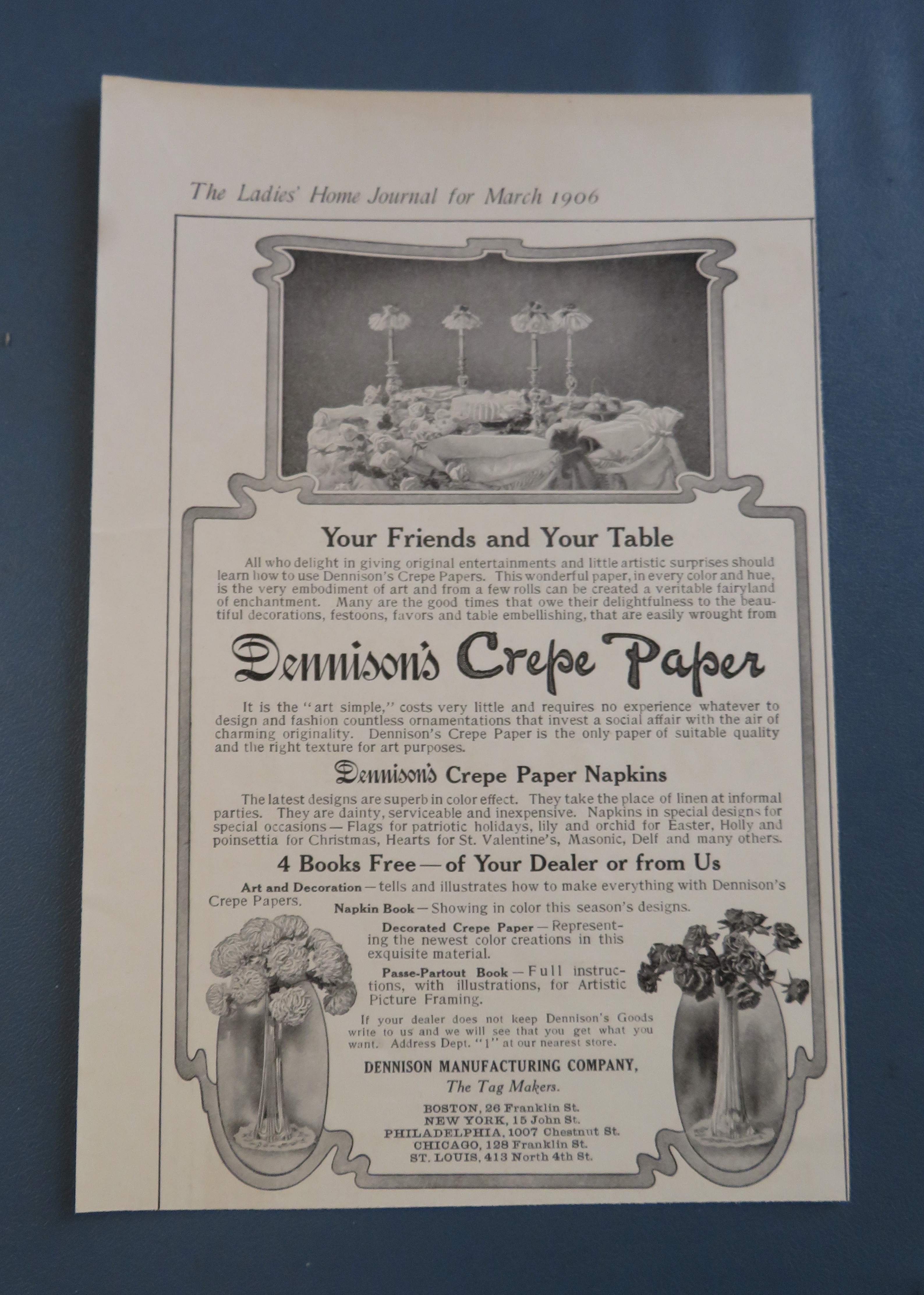1906 Dennison's Crepe Paper with Decorated Table
