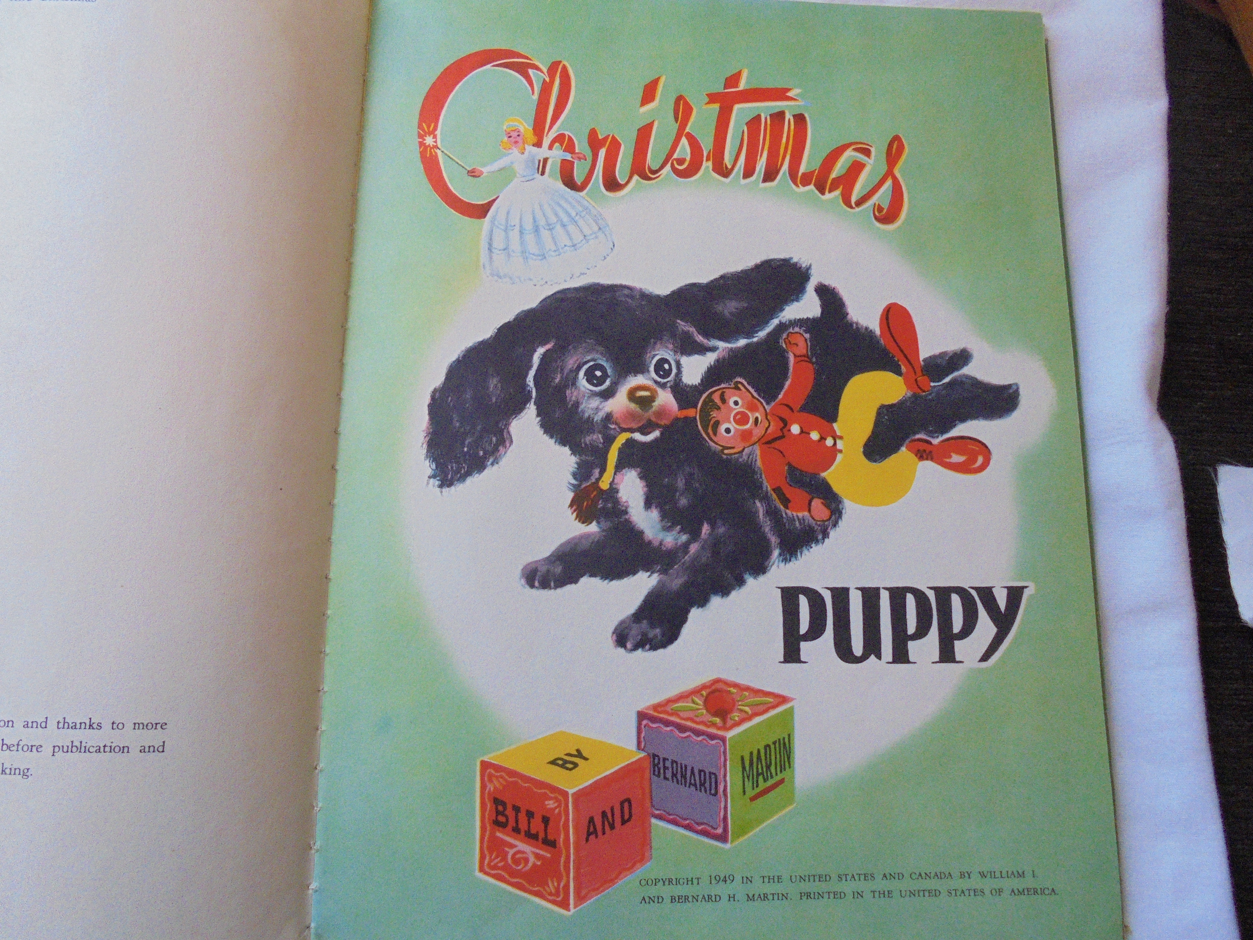 Christmas Puppy Book 1949 soft fuzzy