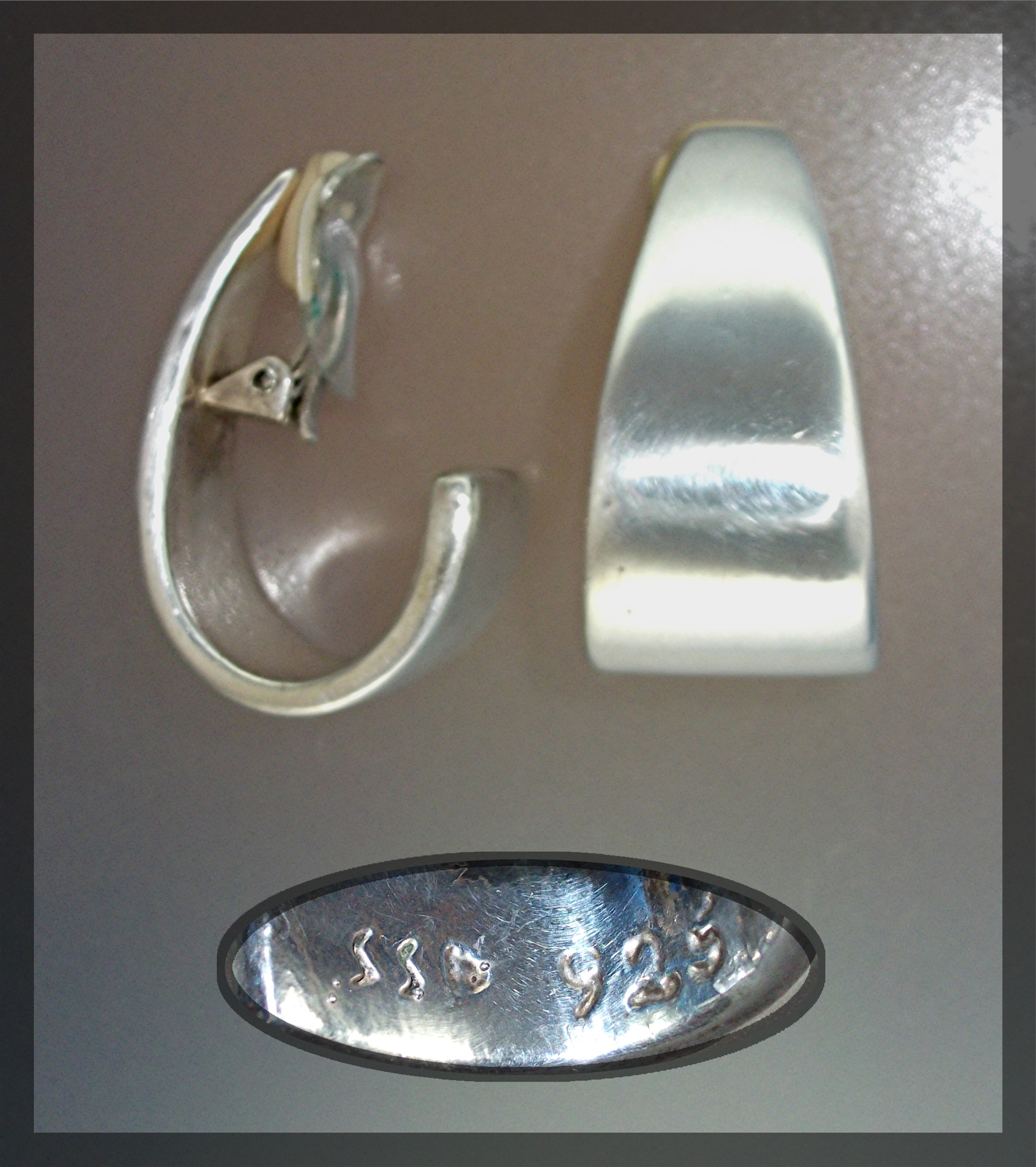 Earrings Sterling Silver Artist Signed SS Clips Irael .