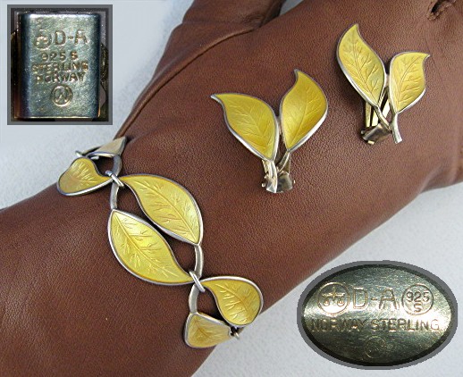 Bracelet Earrings DAVID ANDERSEN Gold Vermeil Enamel