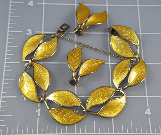 Bracelet Earrings DAVID ANDERSEN Gold Vermeil Enamel