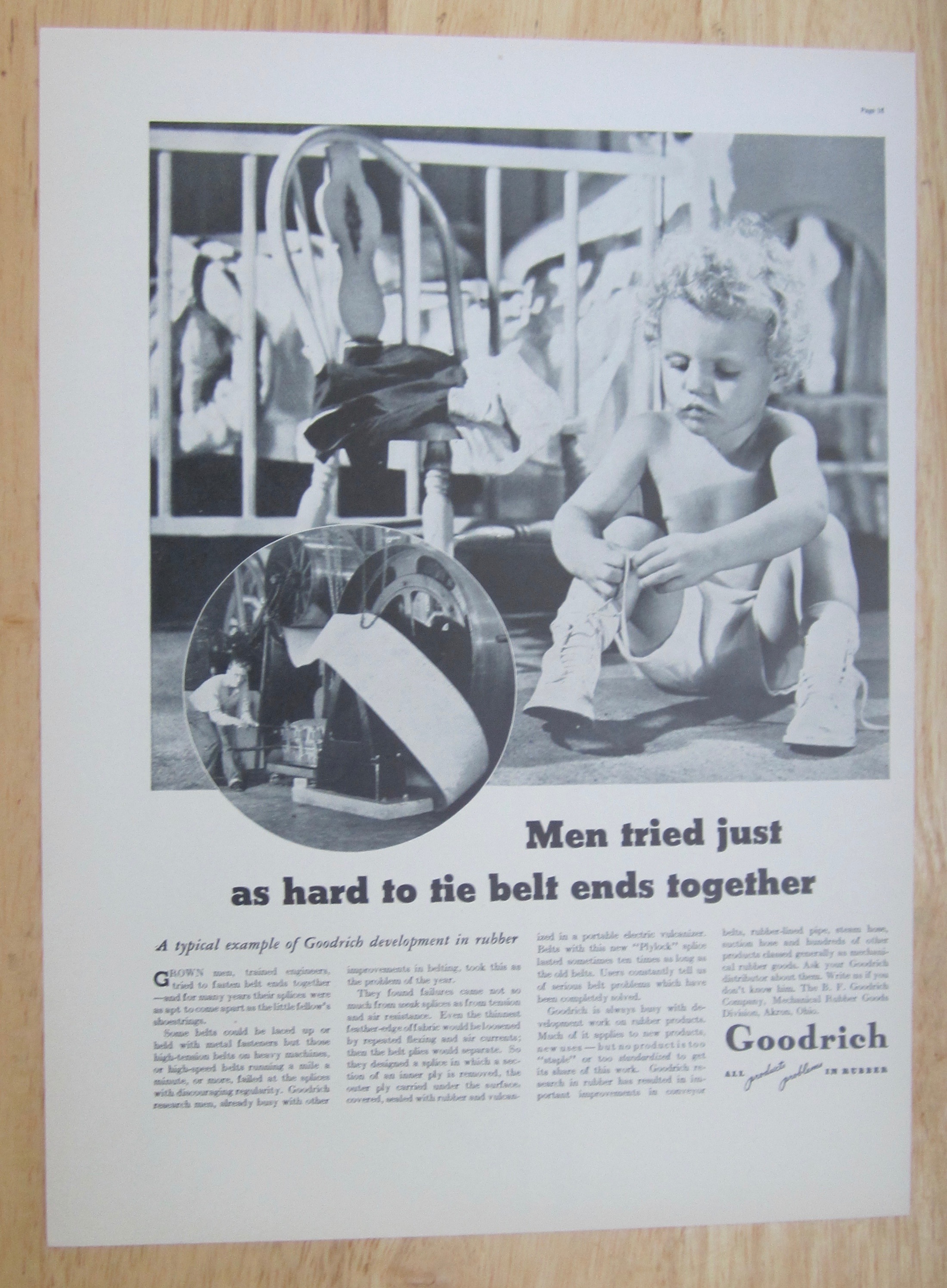 1937 Goodrich Rubber with Baby Tying Their Shoe