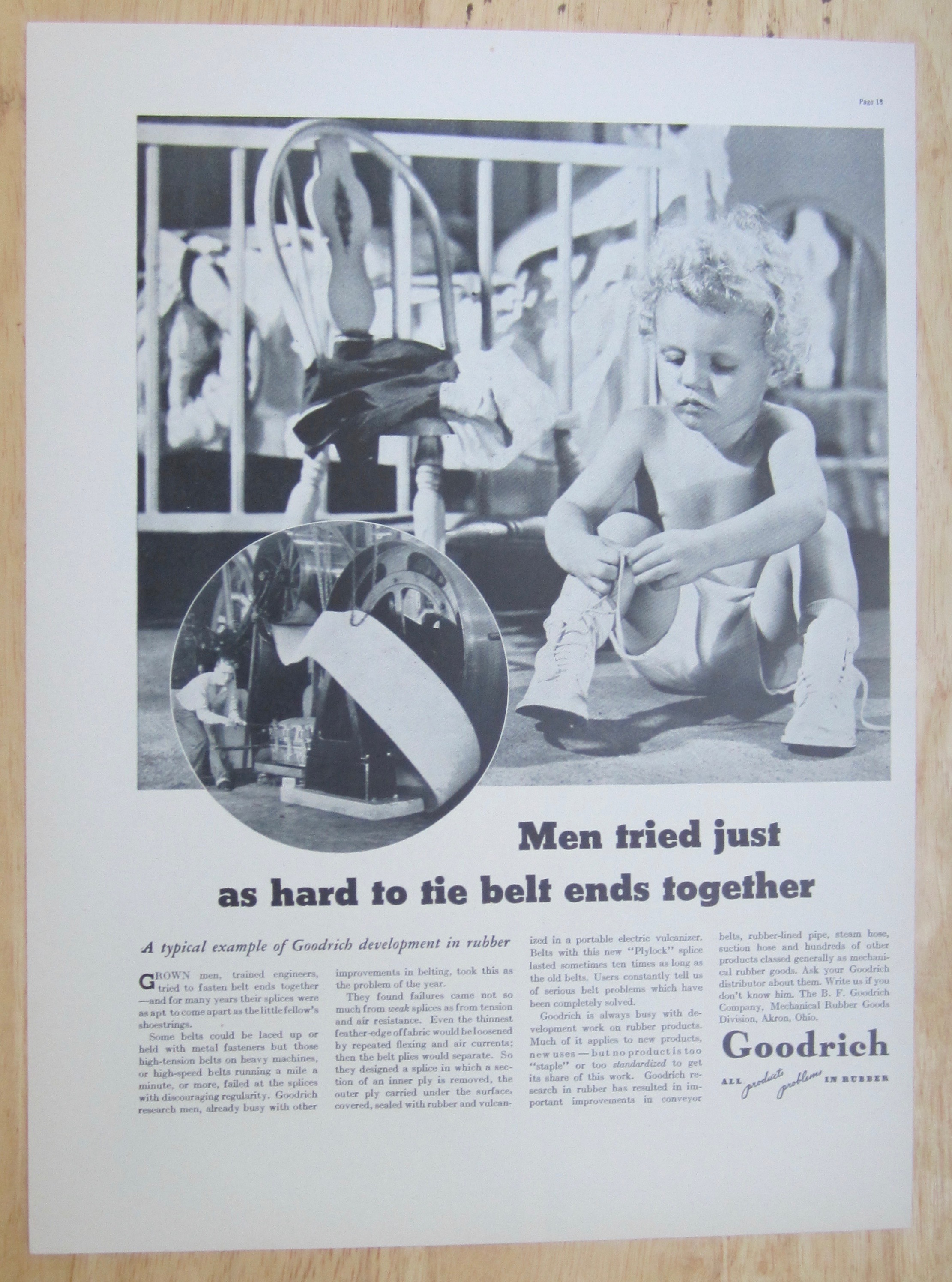 1937 Goodrich Rubber with Baby Tying Their Shoe