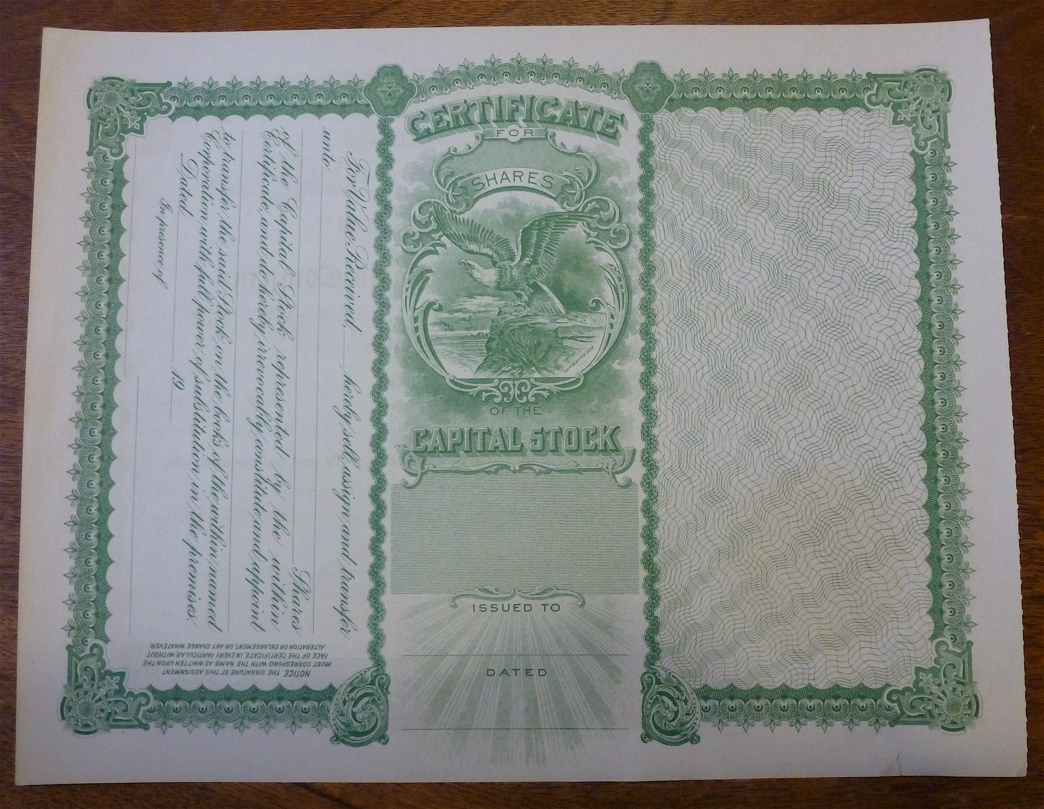 West Side Units Parts Co. Stock Certificate