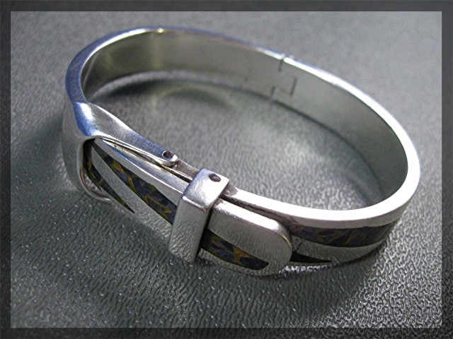 Sterling Silver Lapis Tigereye Buckle Bracelet Mexico