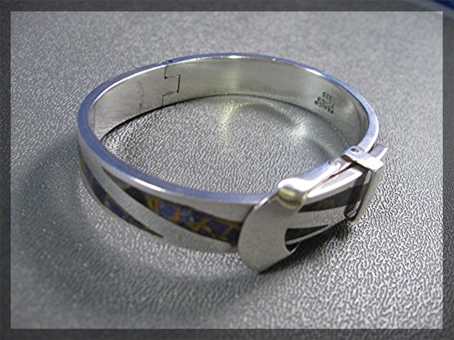 Sterling Silver Lapis Tigereye Buckle Bracelet Mexico