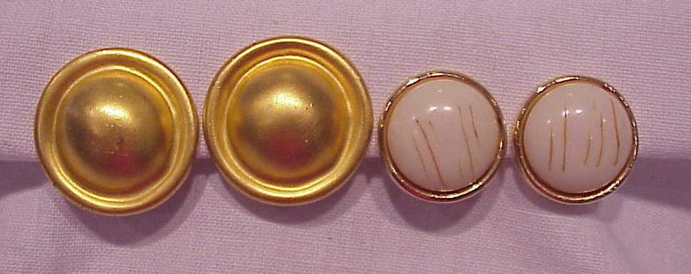 2 Pair Of Gold Tone Clip Earrings - 1 Signed Georgiou