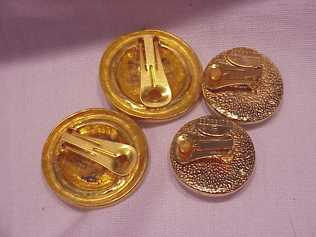 2 Pair Of Gold Tone Clip Earrings - 1 Signed Georgiou