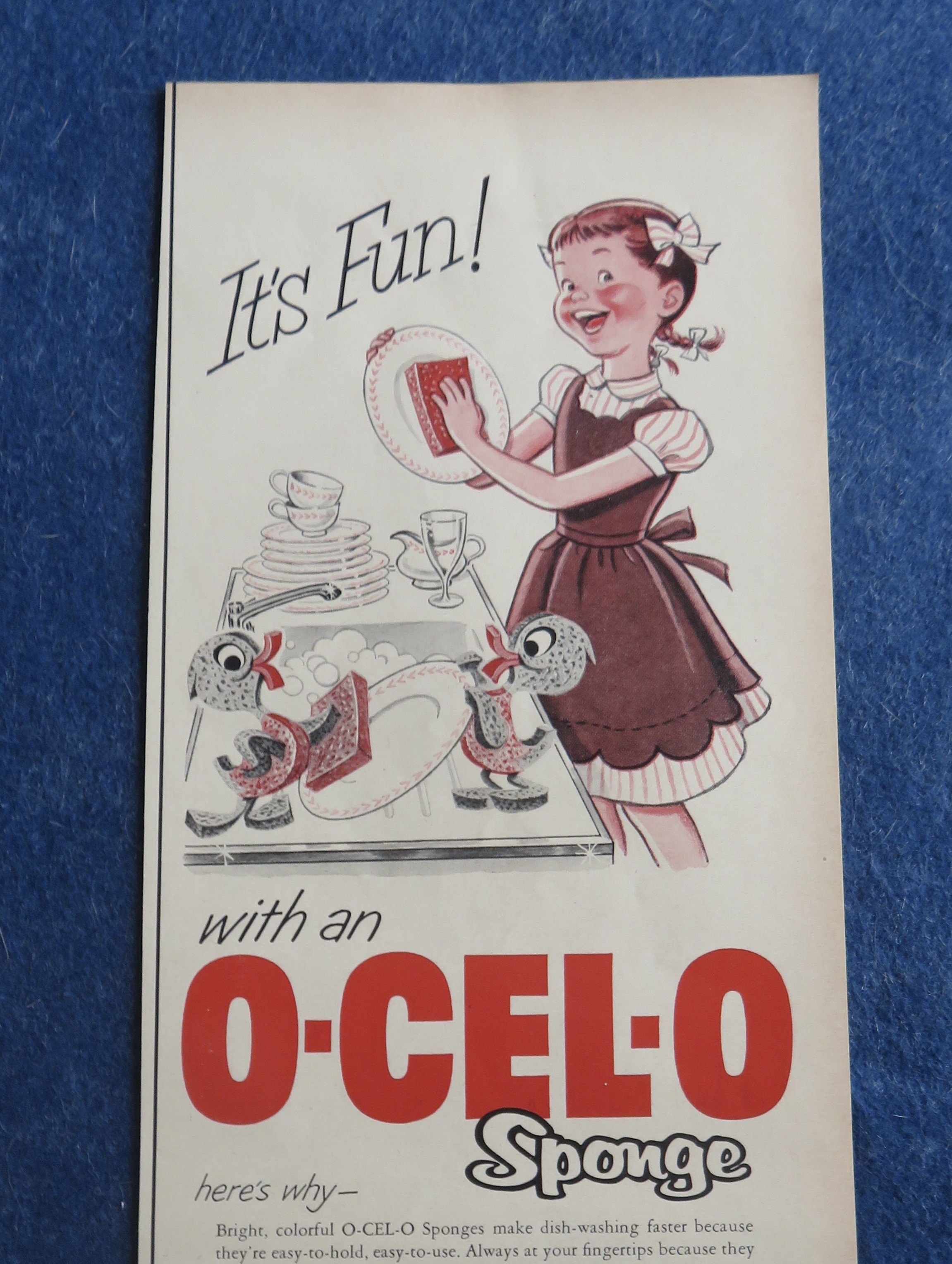 1954 O-Cel-O Sponge with Girl Washing Dishes
