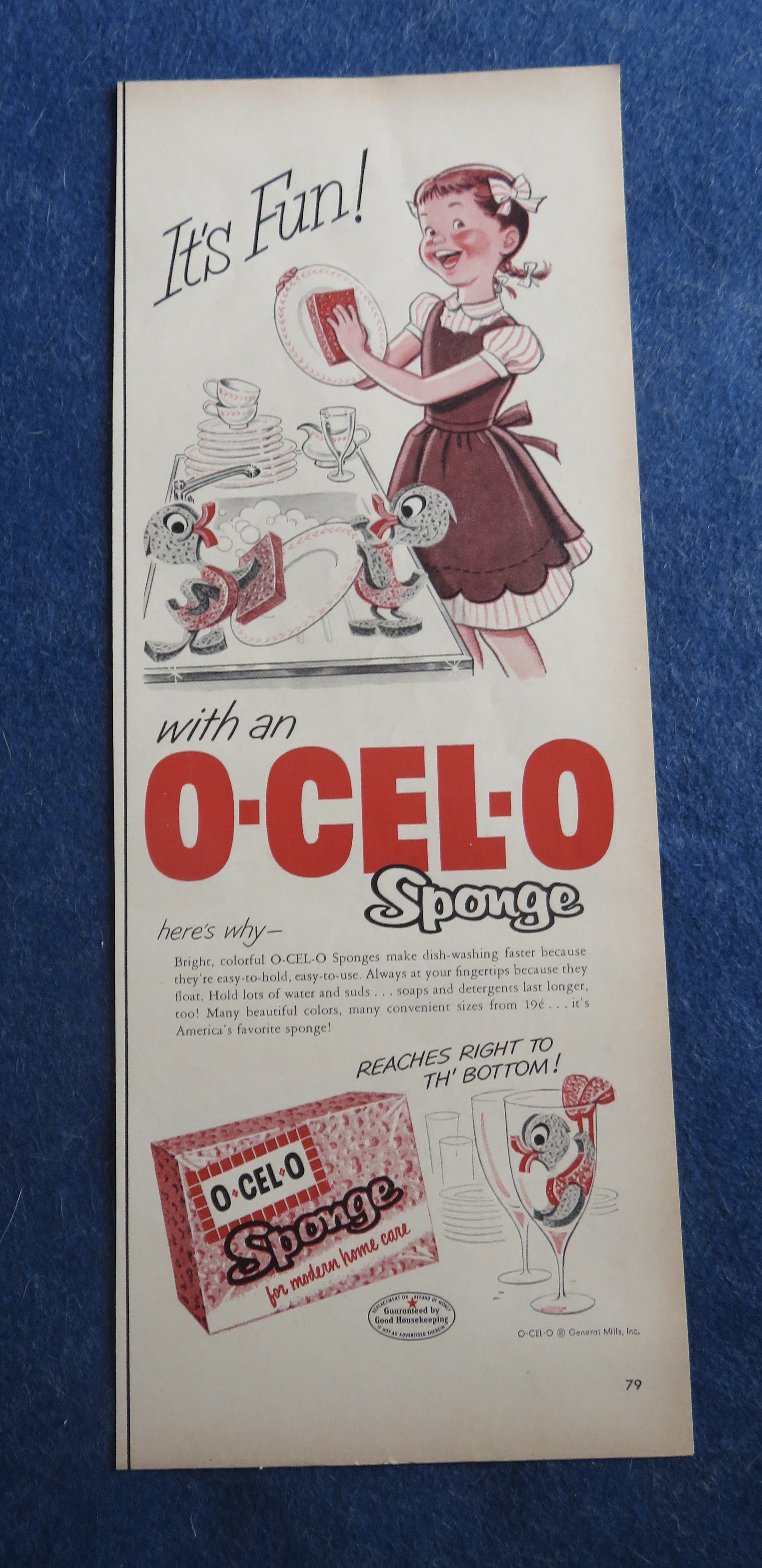 1954 O-Cel-O Sponge with Girl Washing Dishes