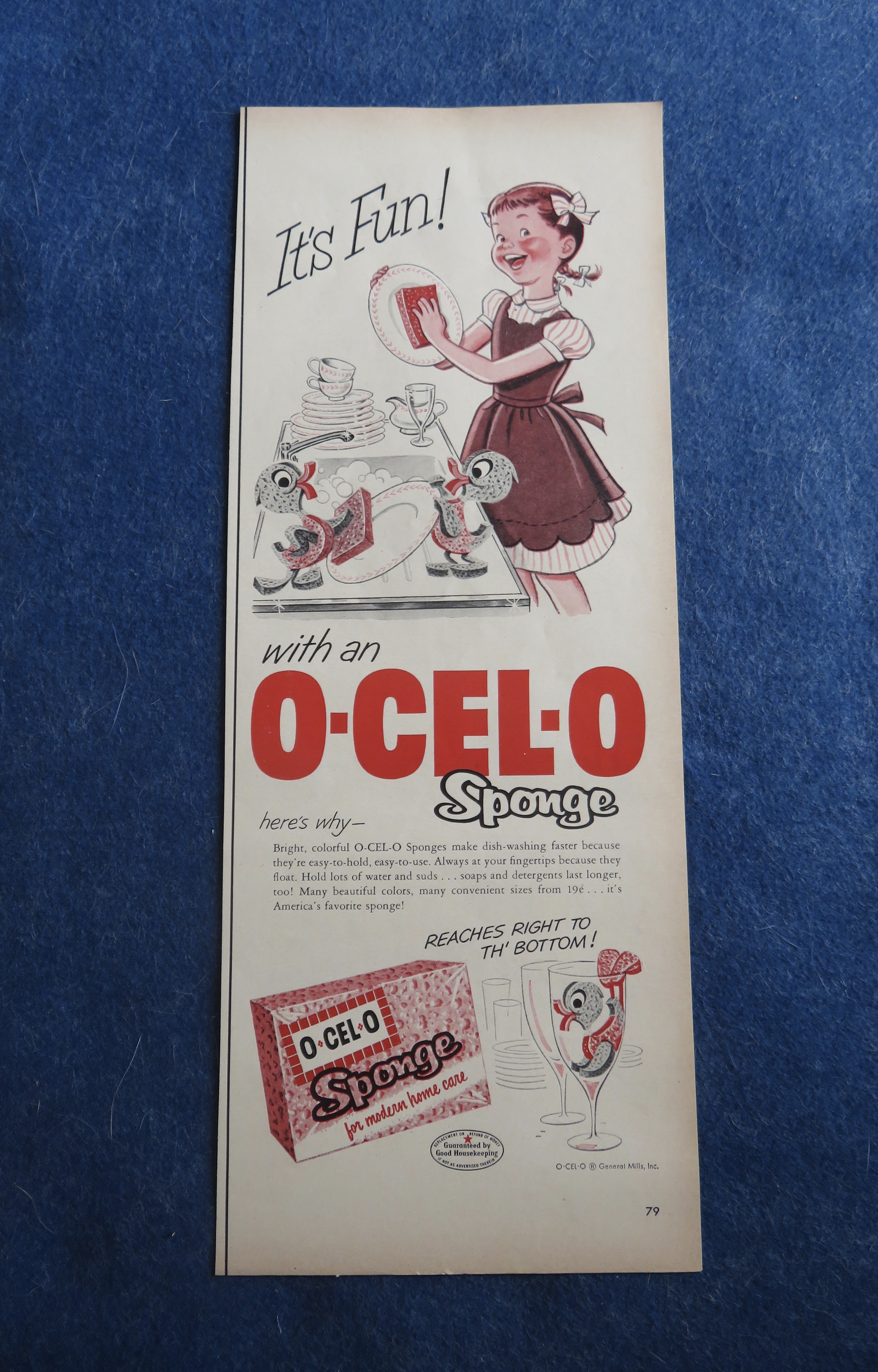 1954 O-Cel-O Sponge with Girl Washing Dishes
