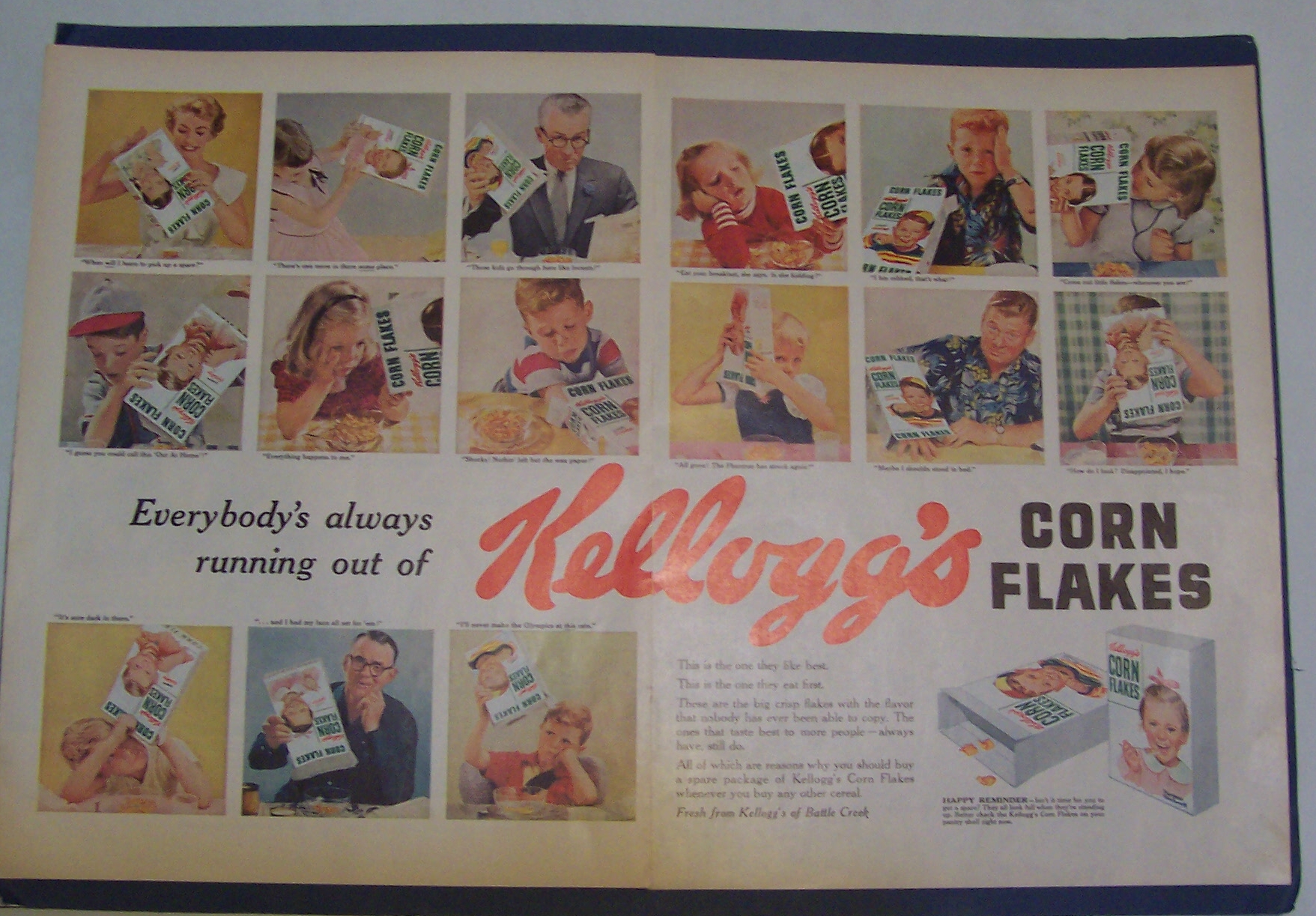 1955 Kellogg's Corn Flakes with Many Different Faces