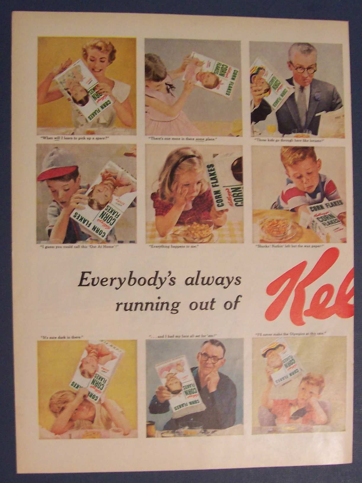 1955 Kellogg's Corn Flakes with Many Different Faces