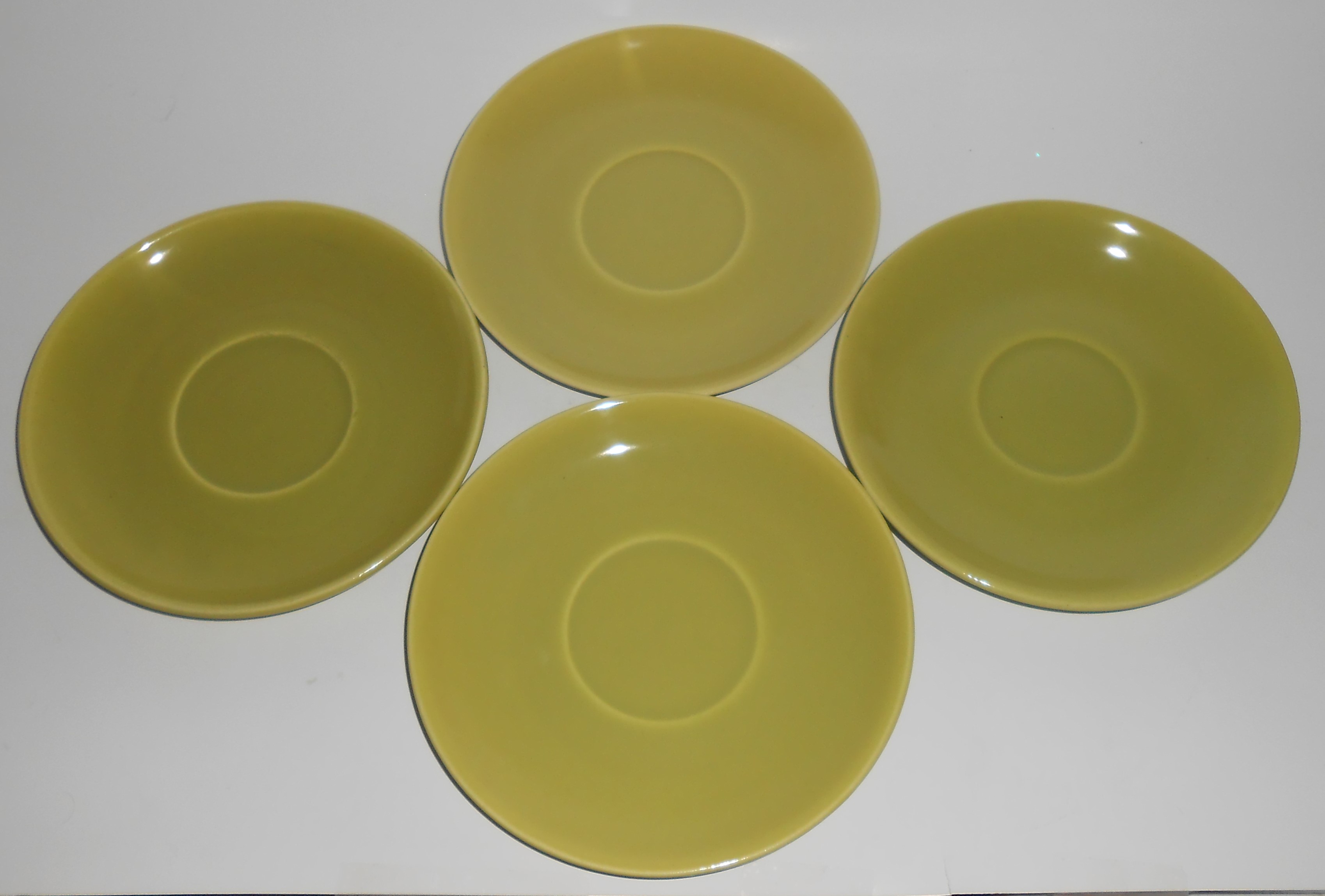 Bauer Pottery Monterey Moderne Chartreuse Set/4 Saucers
