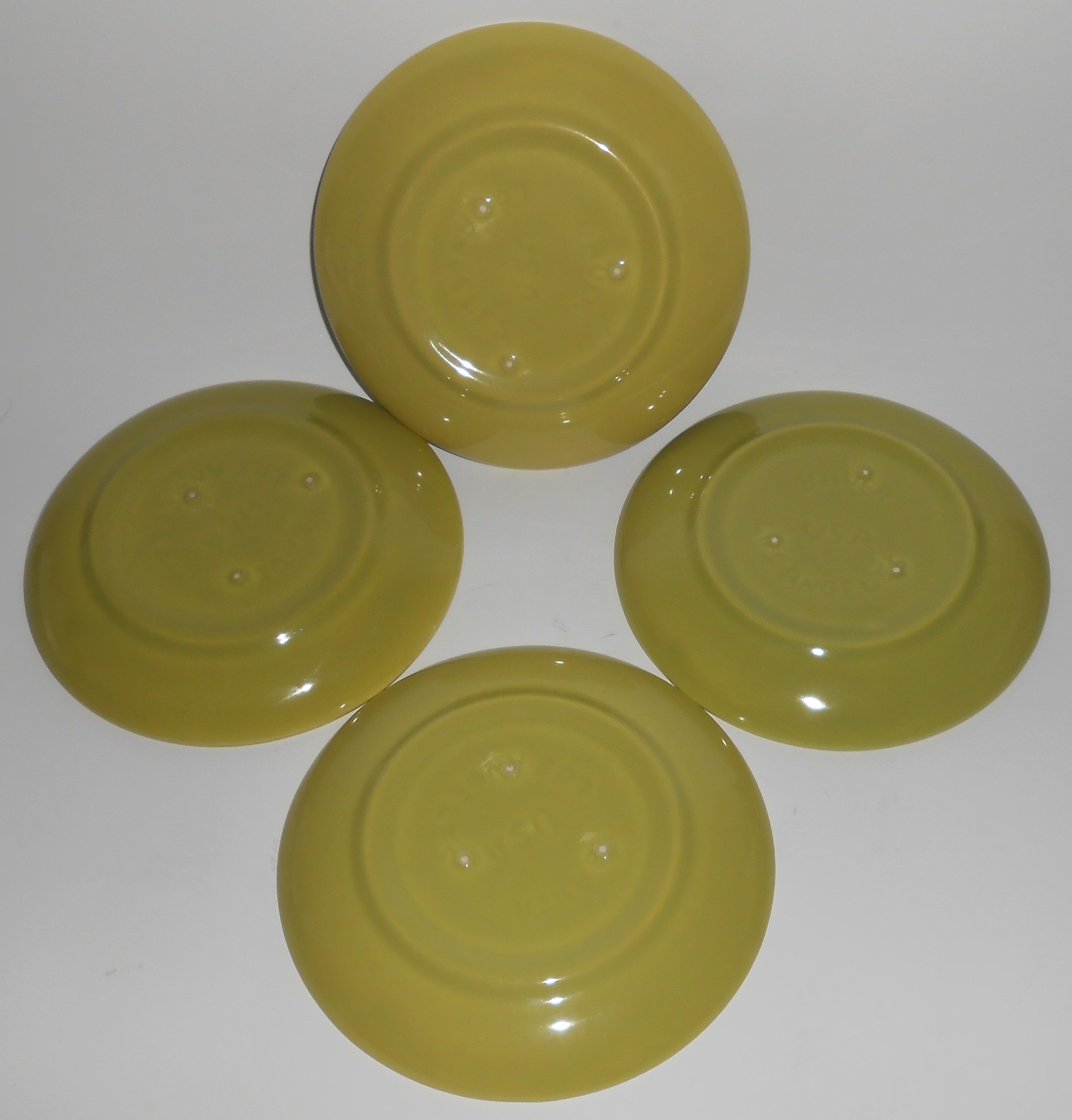 Bauer Pottery Monterey Moderne Chartreuse Set/4 Saucers