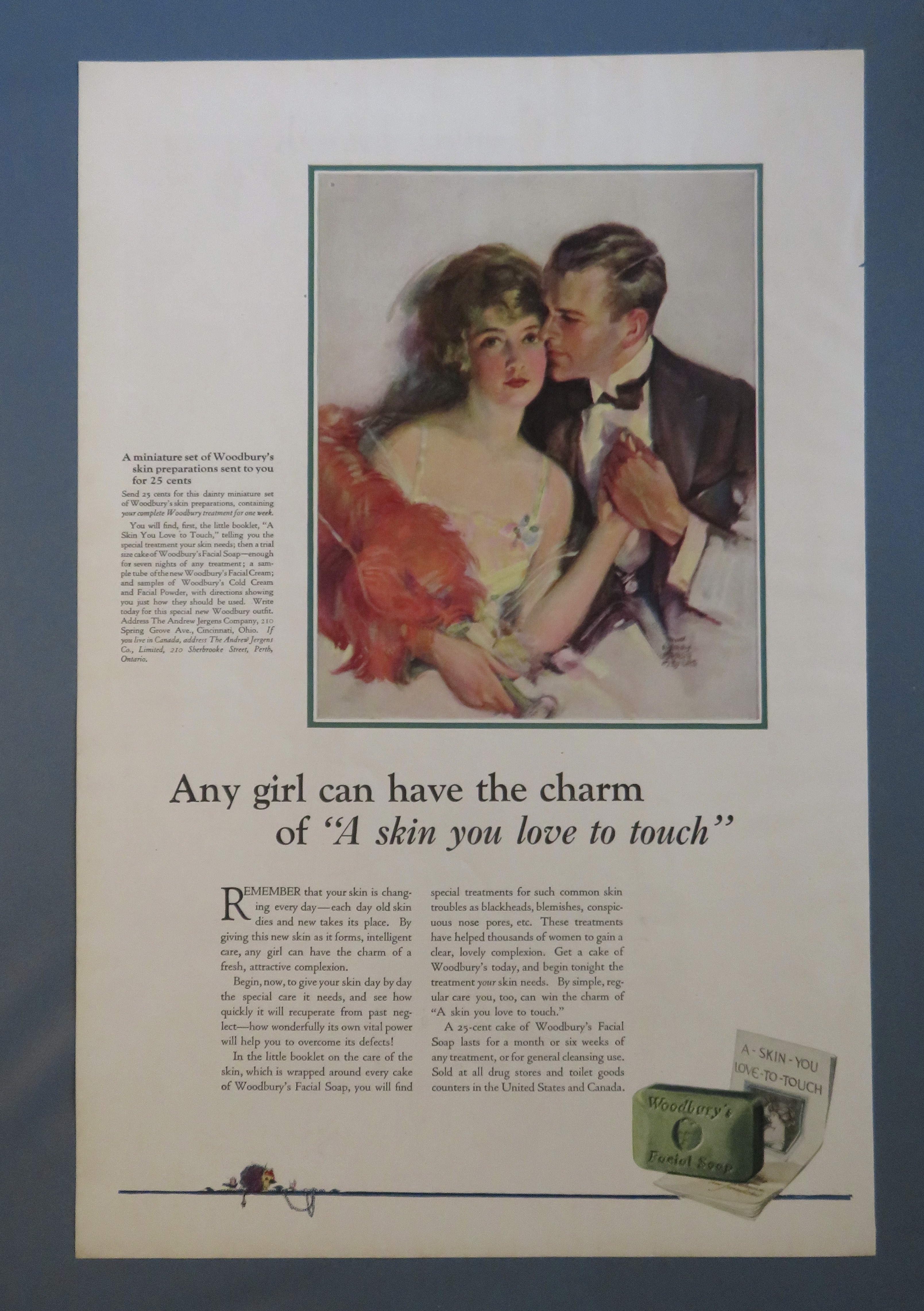 1920 Woodbury Facial Soap with Man & Woman Hold Hands