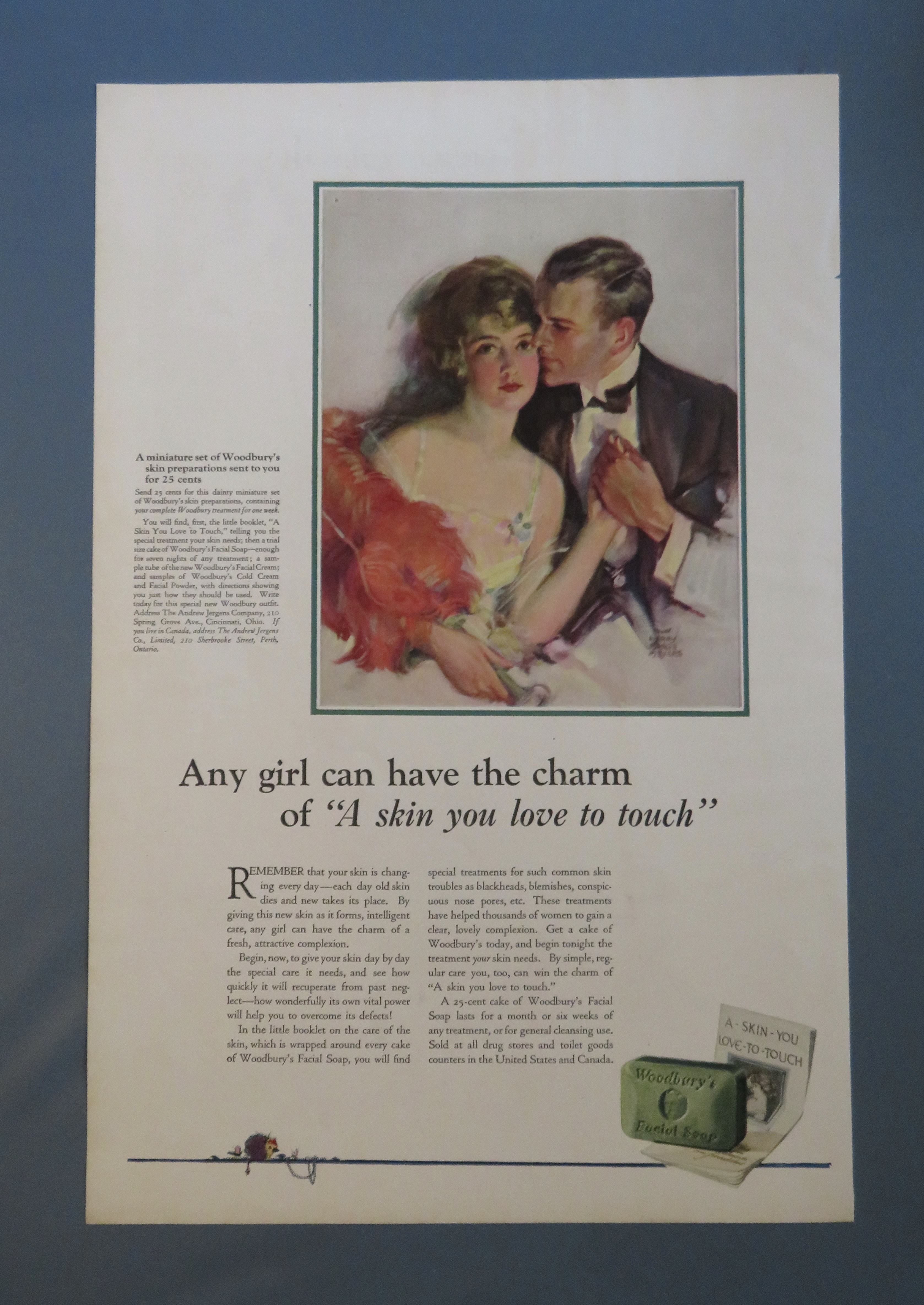 1920 Woodbury Facial Soap with Man & Woman Hold Hands