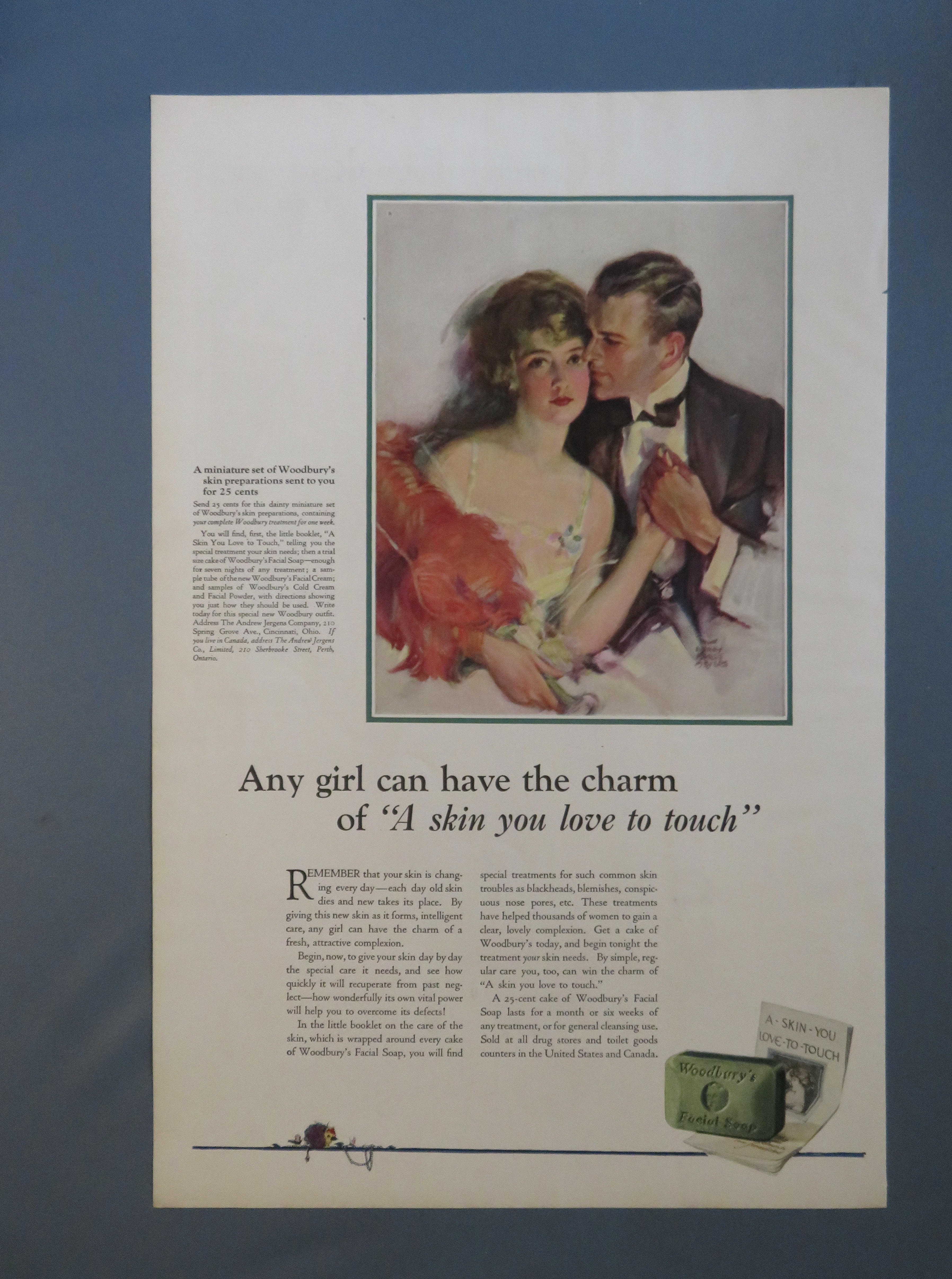 1920 Woodbury Facial Soap with Man & Woman Hold Hands