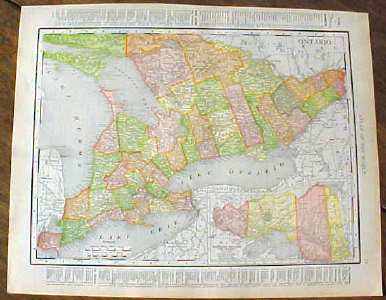 Antique Map Quebec Ontario 1912