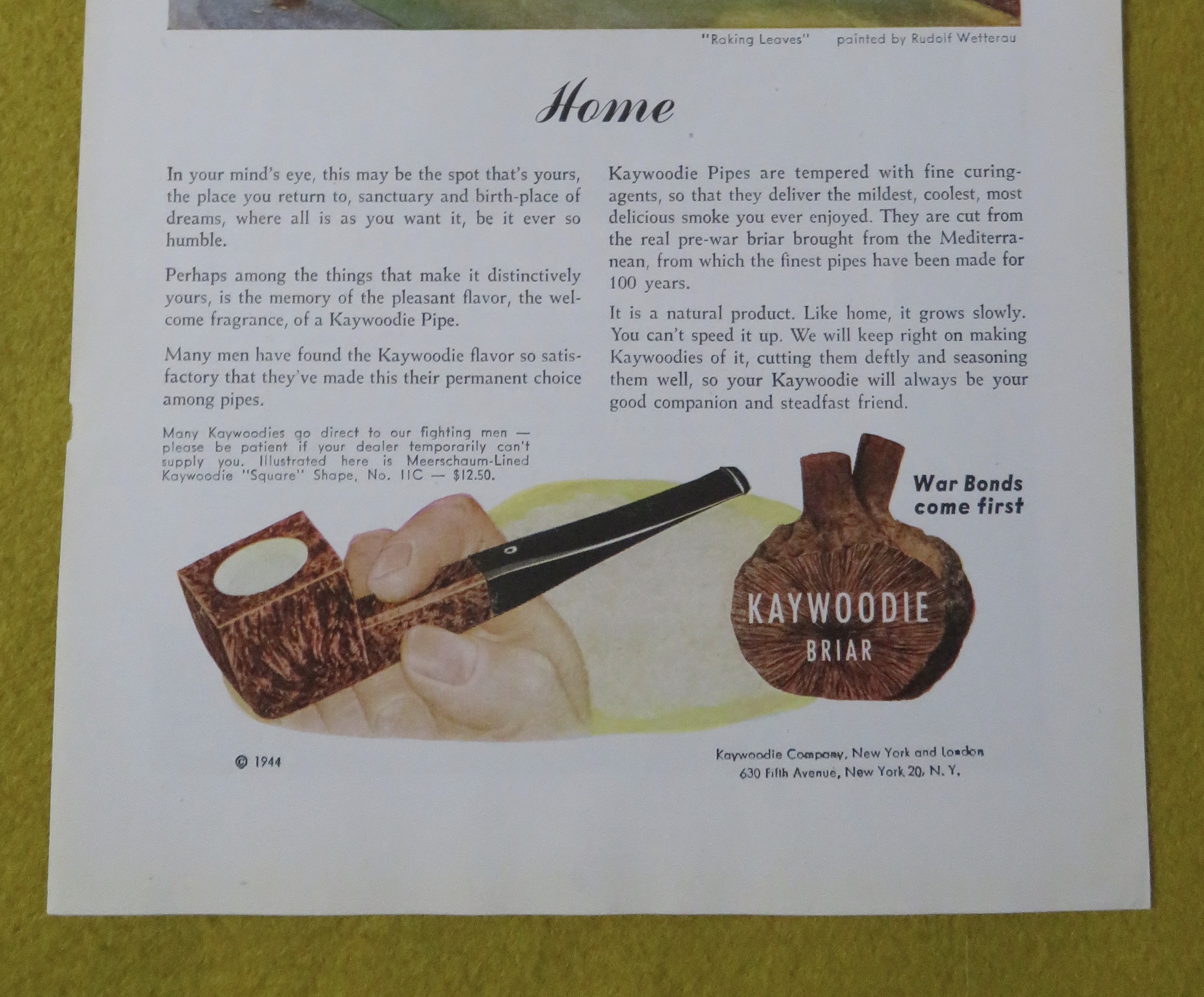 1945 Kaywoodie Briar with Raking Leaves By Wetterau