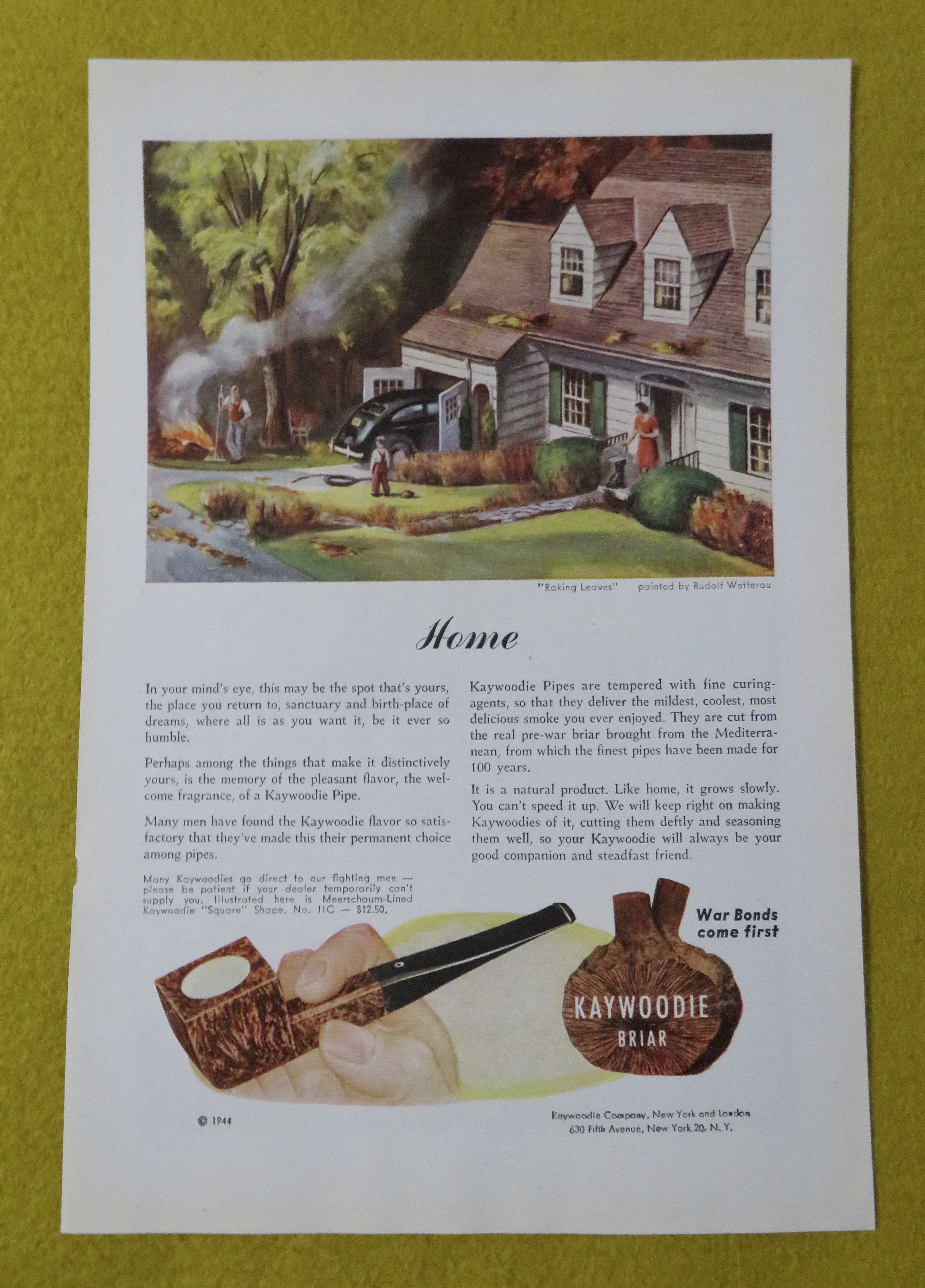1945 Kaywoodie Briar with Raking Leaves By Wetterau