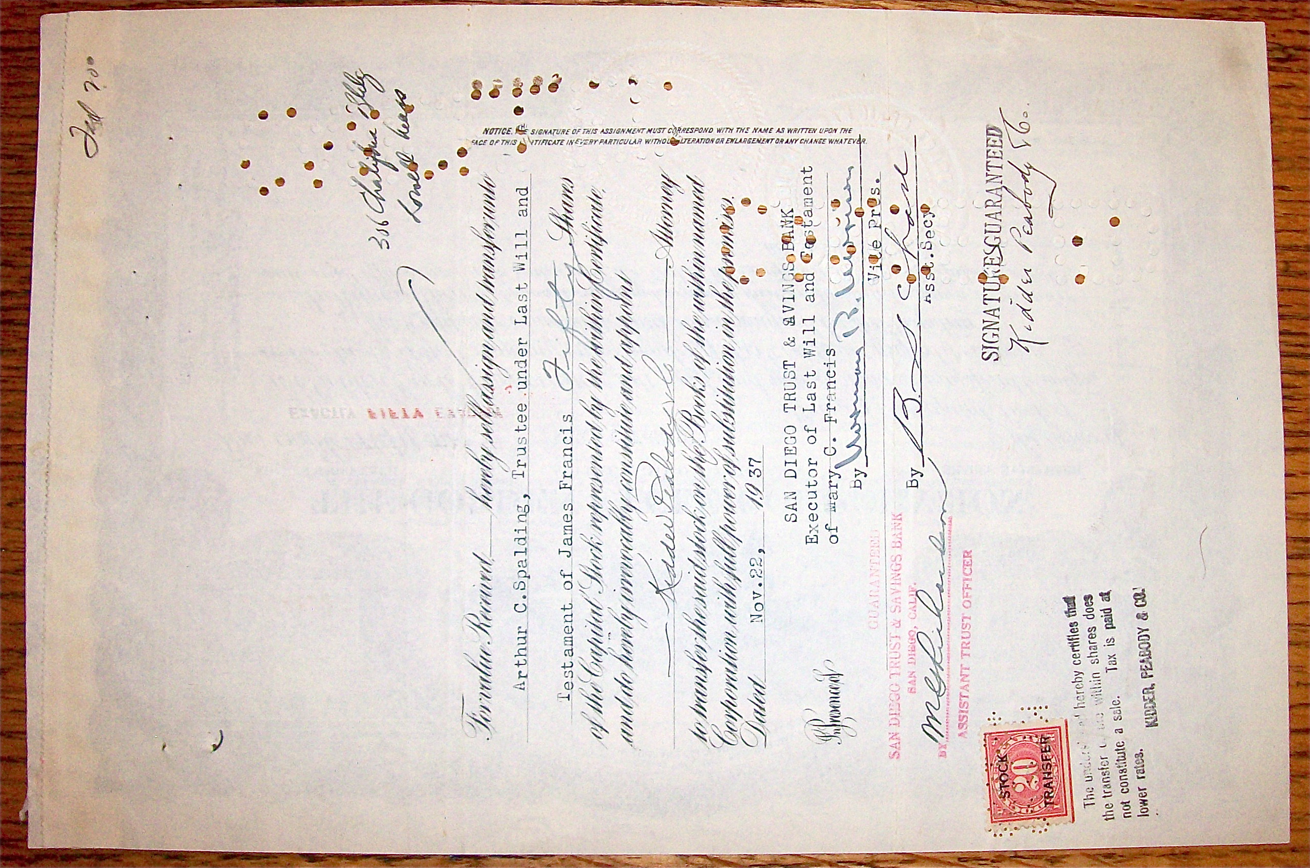 1929 Golden Cycle Corporation Stock Certificate