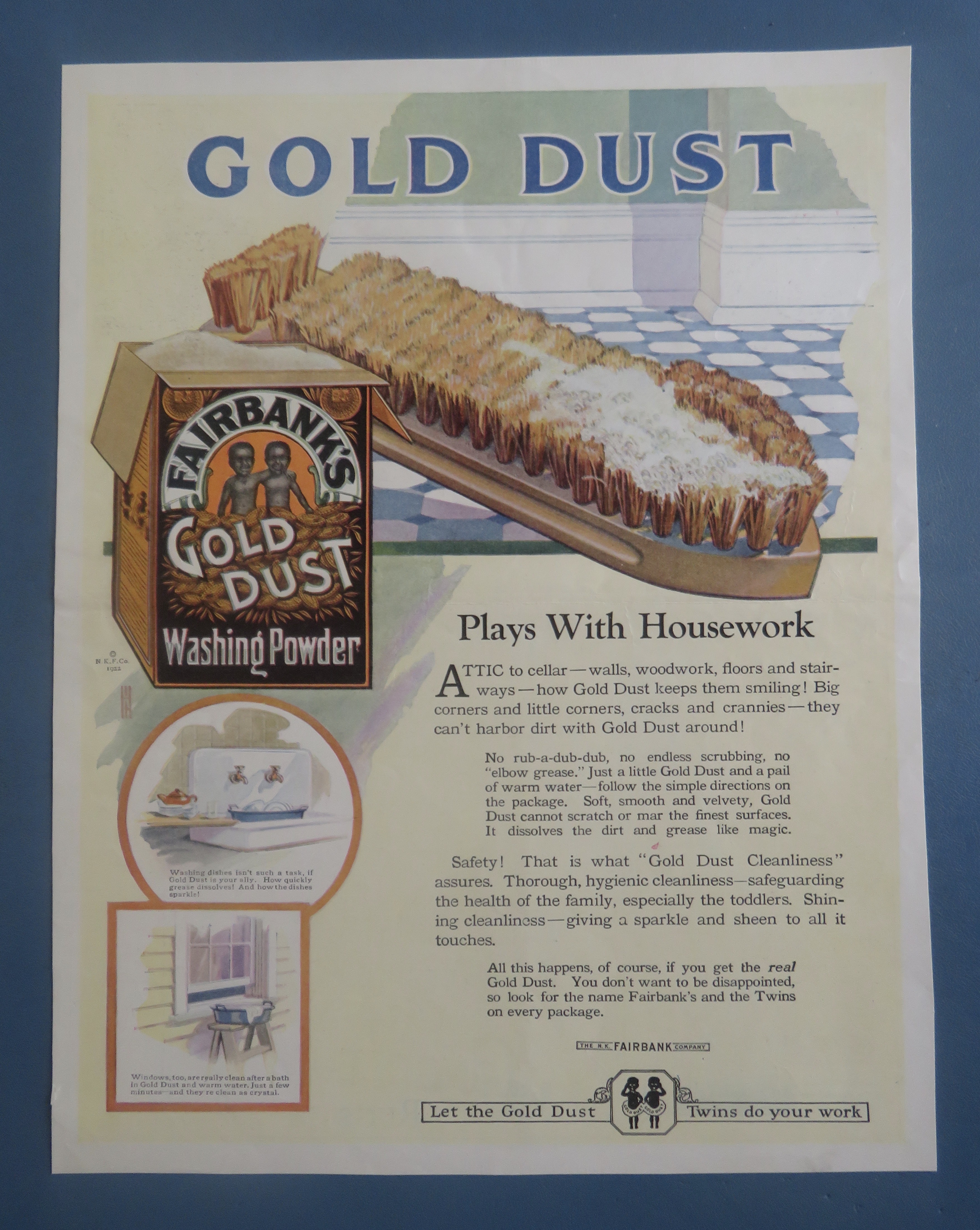 1929 Fairbank's Gold Dust Washing Powder with Brush