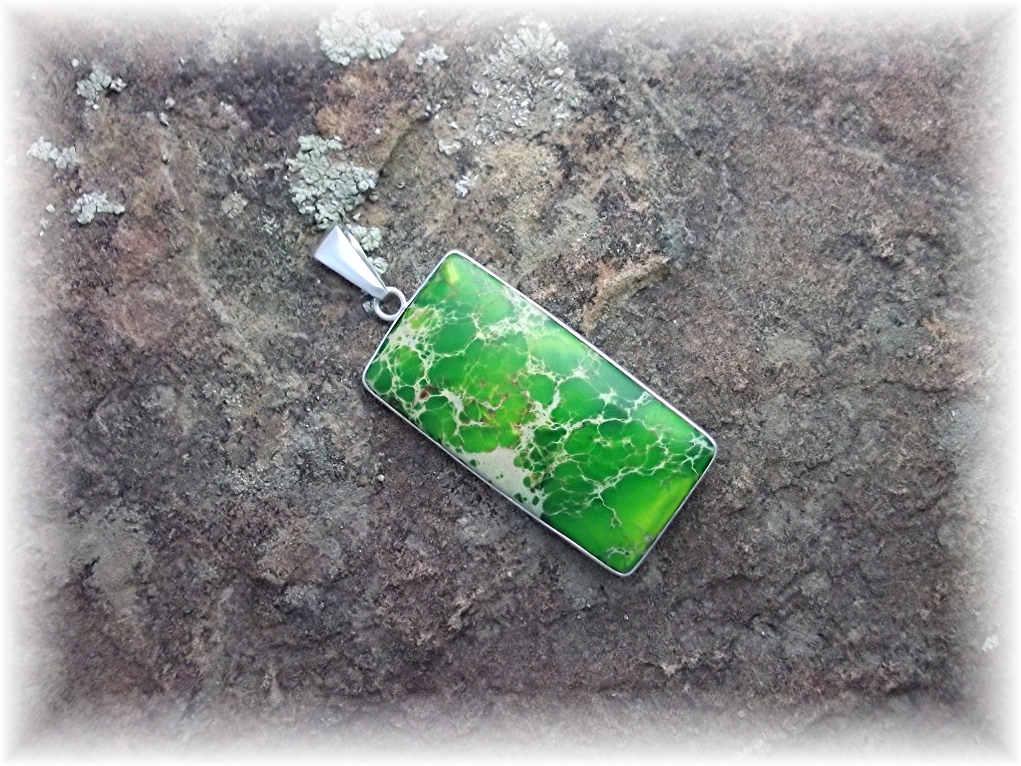 Pendant Sterling Silver Dyed Green Jasper Charles Alber