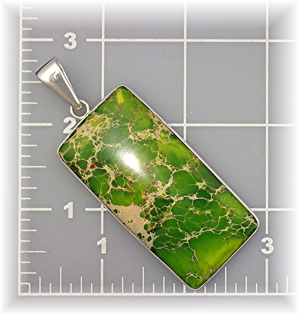 Pendant Sterling Silver Dyed Green Jasper Charles Alber