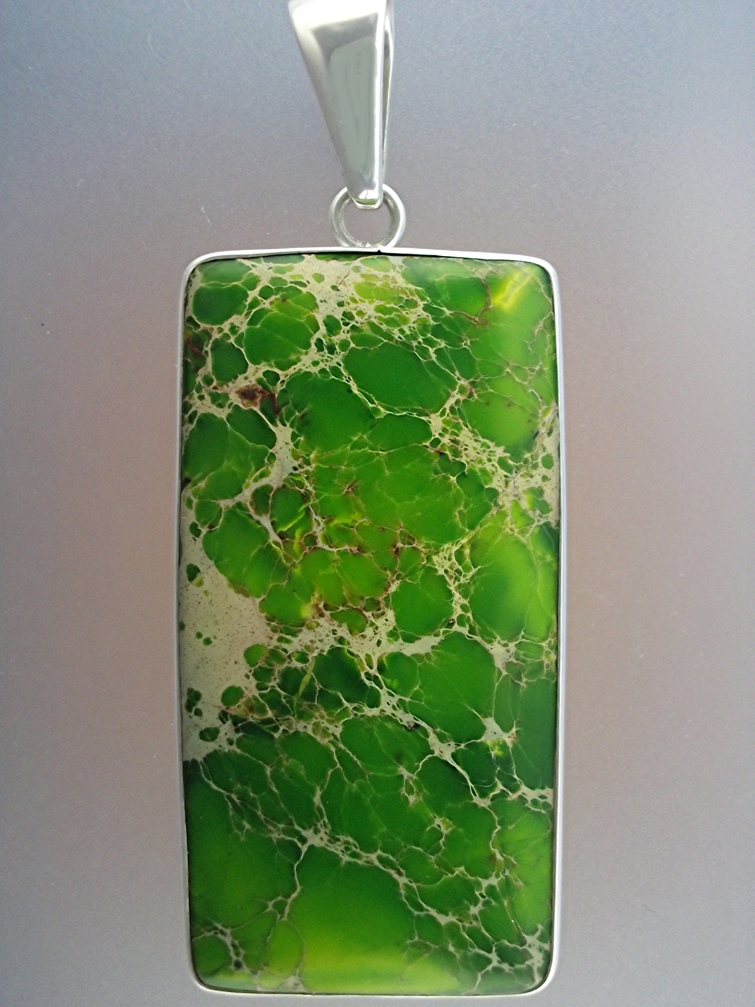 Pendant Sterling Silver Dyed Green Jasper Charles Alber