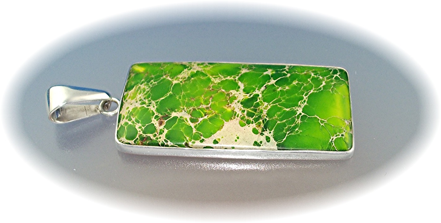 Pendant Sterling Silver Dyed Green Jasper Charles Alber