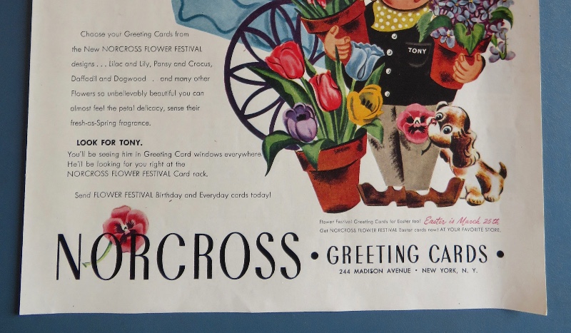 1951 Norcross Greeting Cards with Man with Flowers