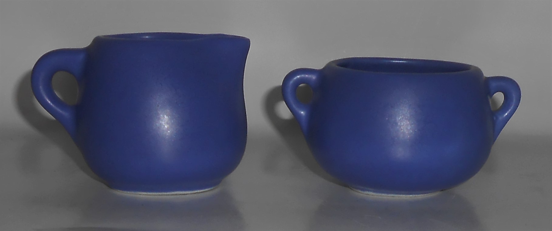 Camark Pottery Matte Blue Demitasse Creamer /Sugar Bowl