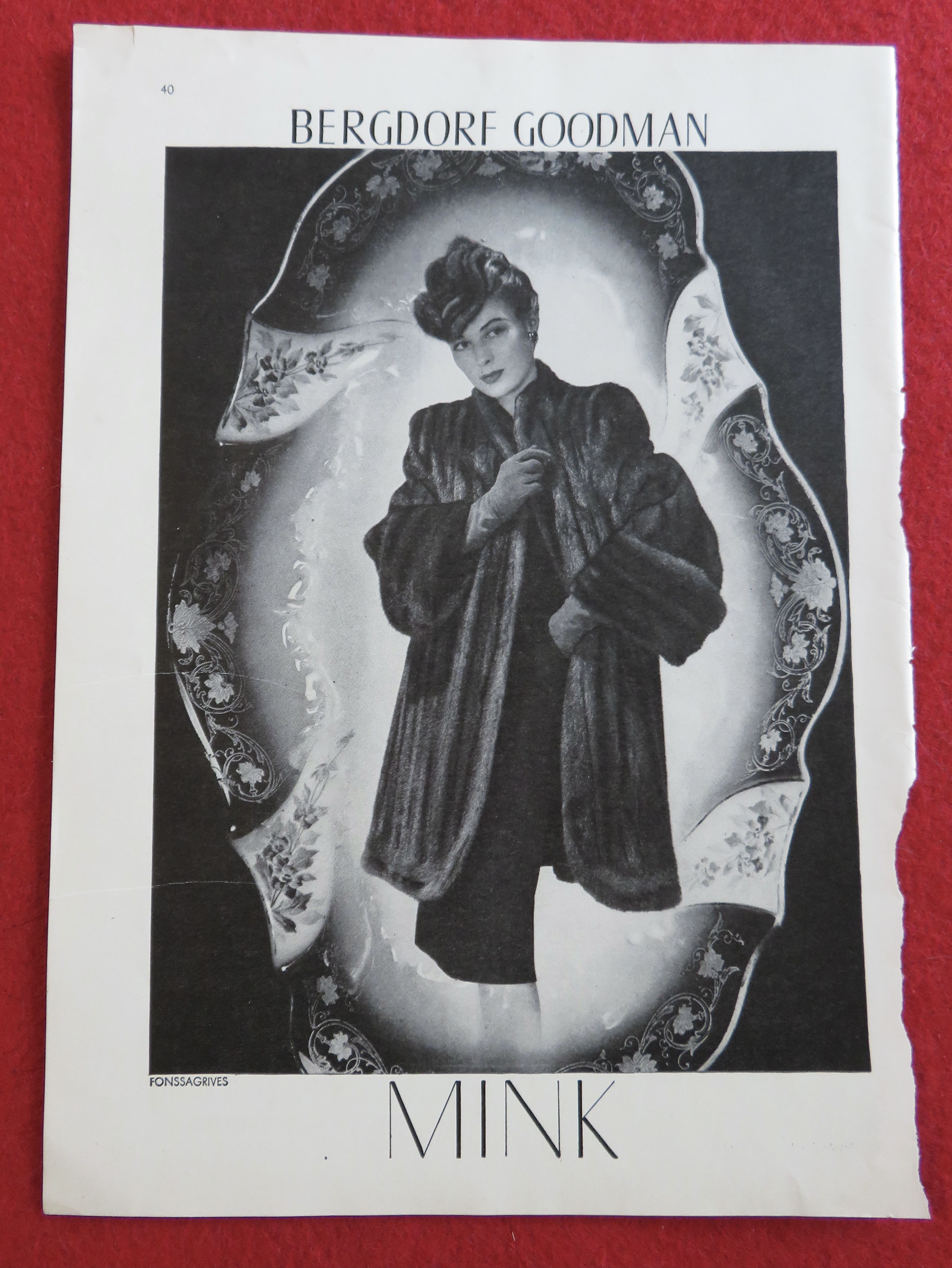 1944 Bergdorf Goodman with Woman Wearing Mink