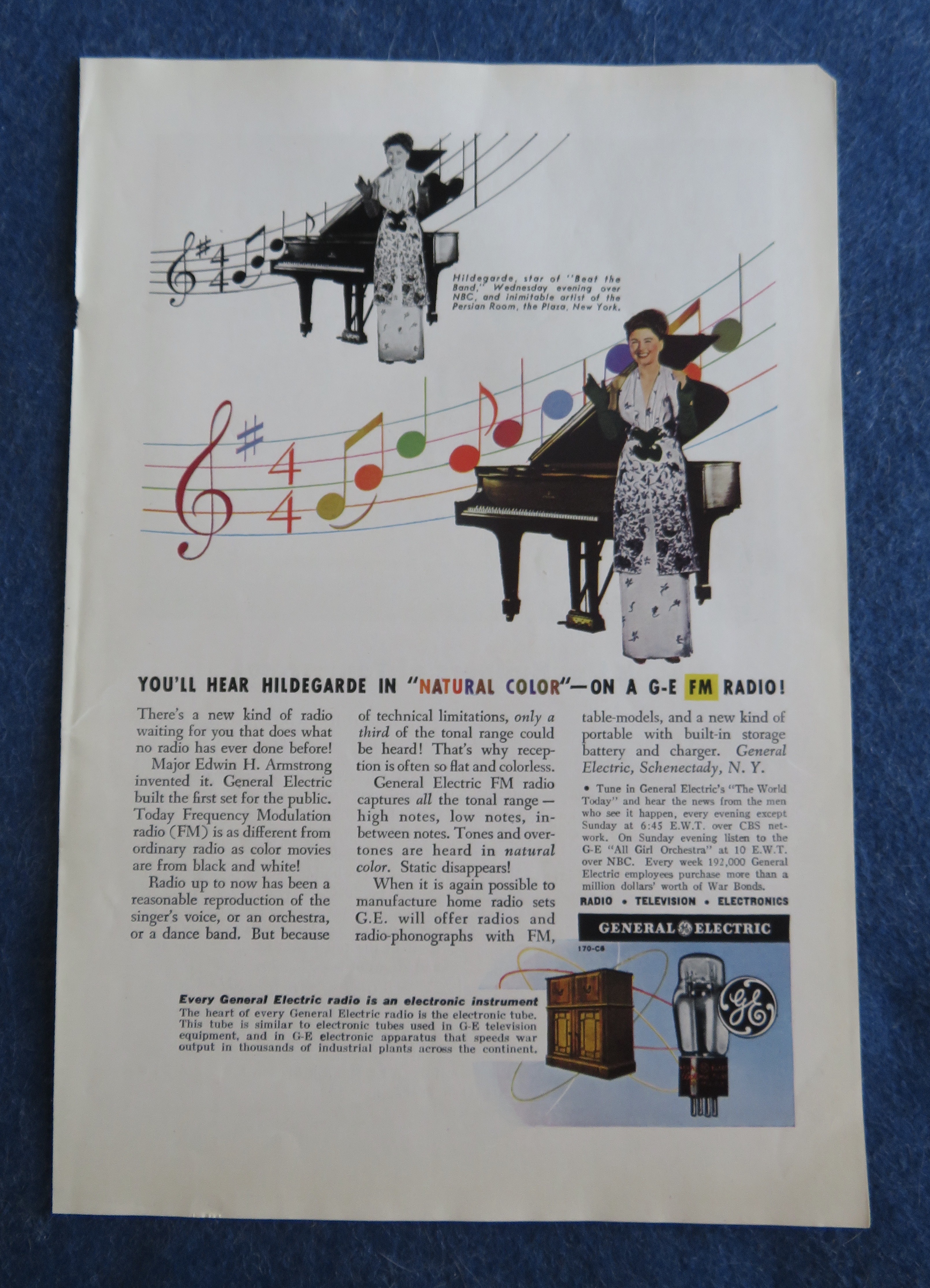 1944 General Electric (GE) FM Radio with Hildegarde