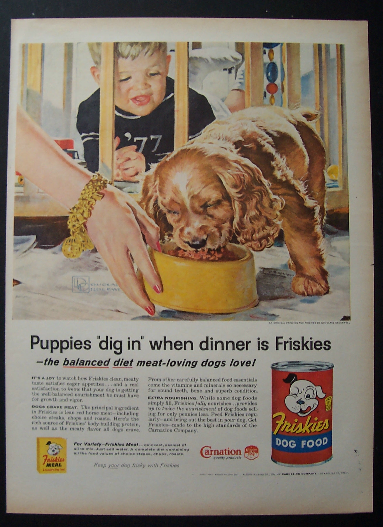 1957 Friskies Dog Food By Douglas Crockwell-Boy & Puppy