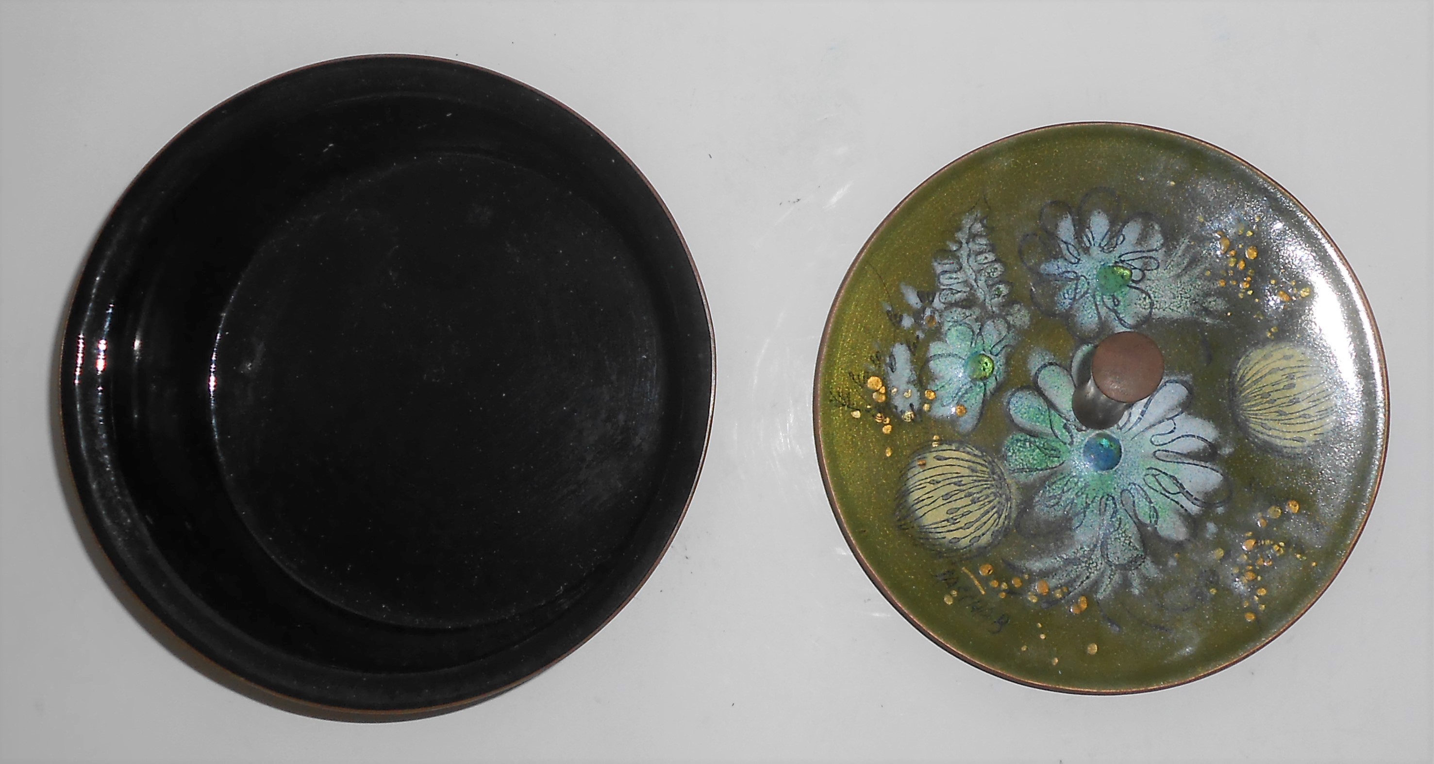 Sascha Brastoff Pottery Enamelled Copper Covered Box