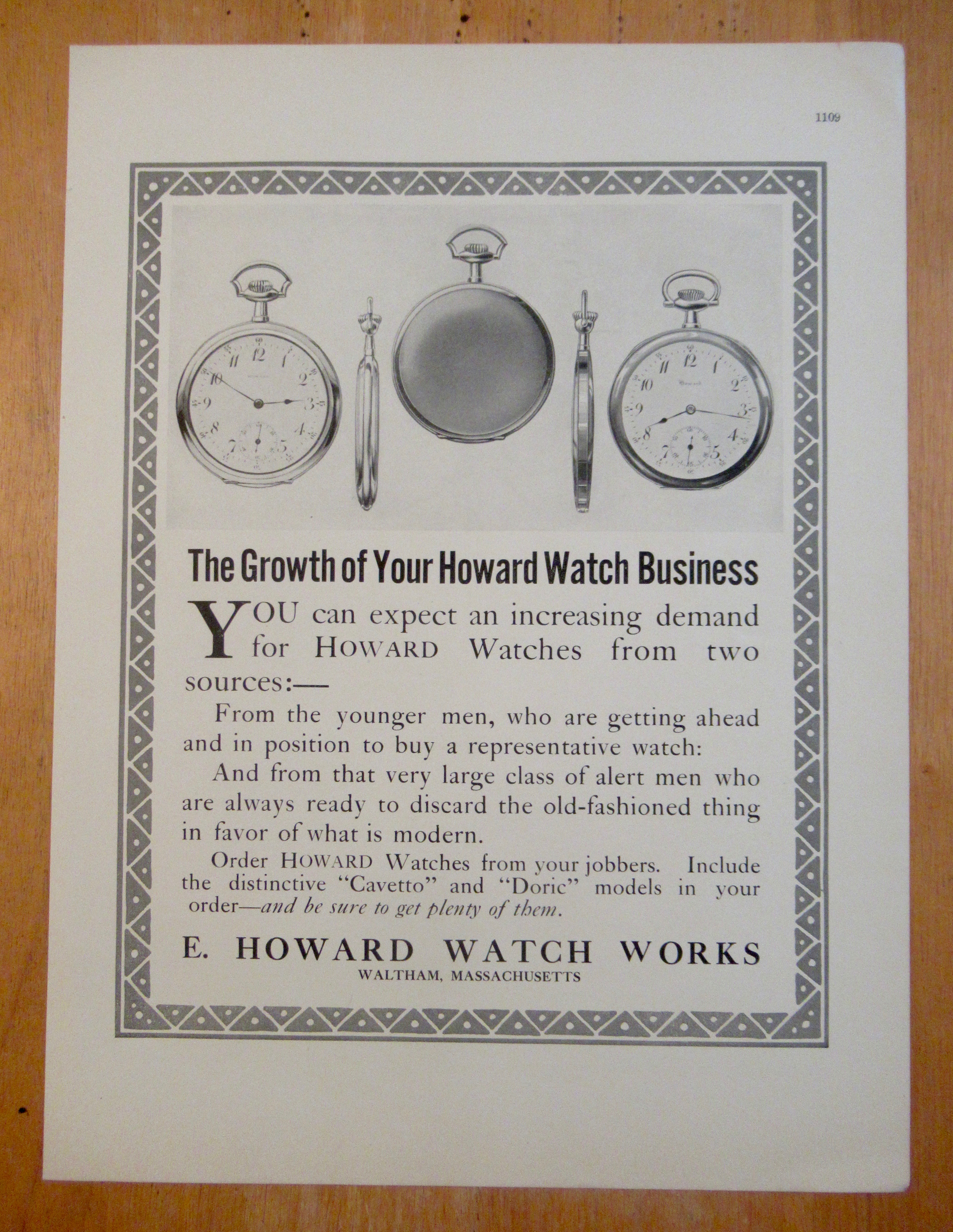 1913 E Howard Watch Works with Cavetto & Doric